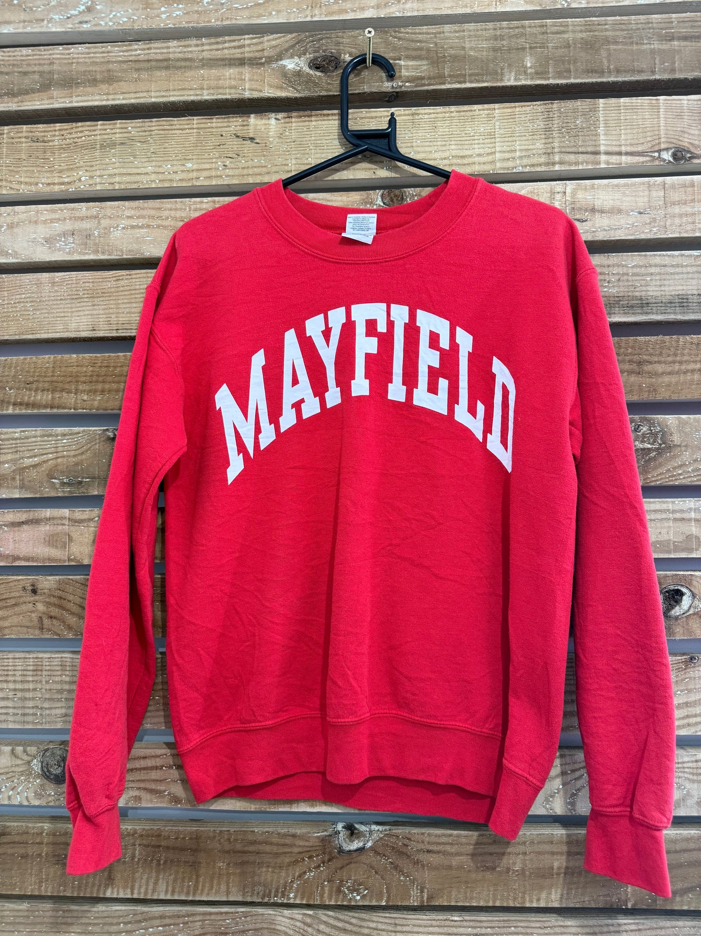 Vintage 90s mayfield university spell-out sweater/ sweatshirt. USA. Size Small.