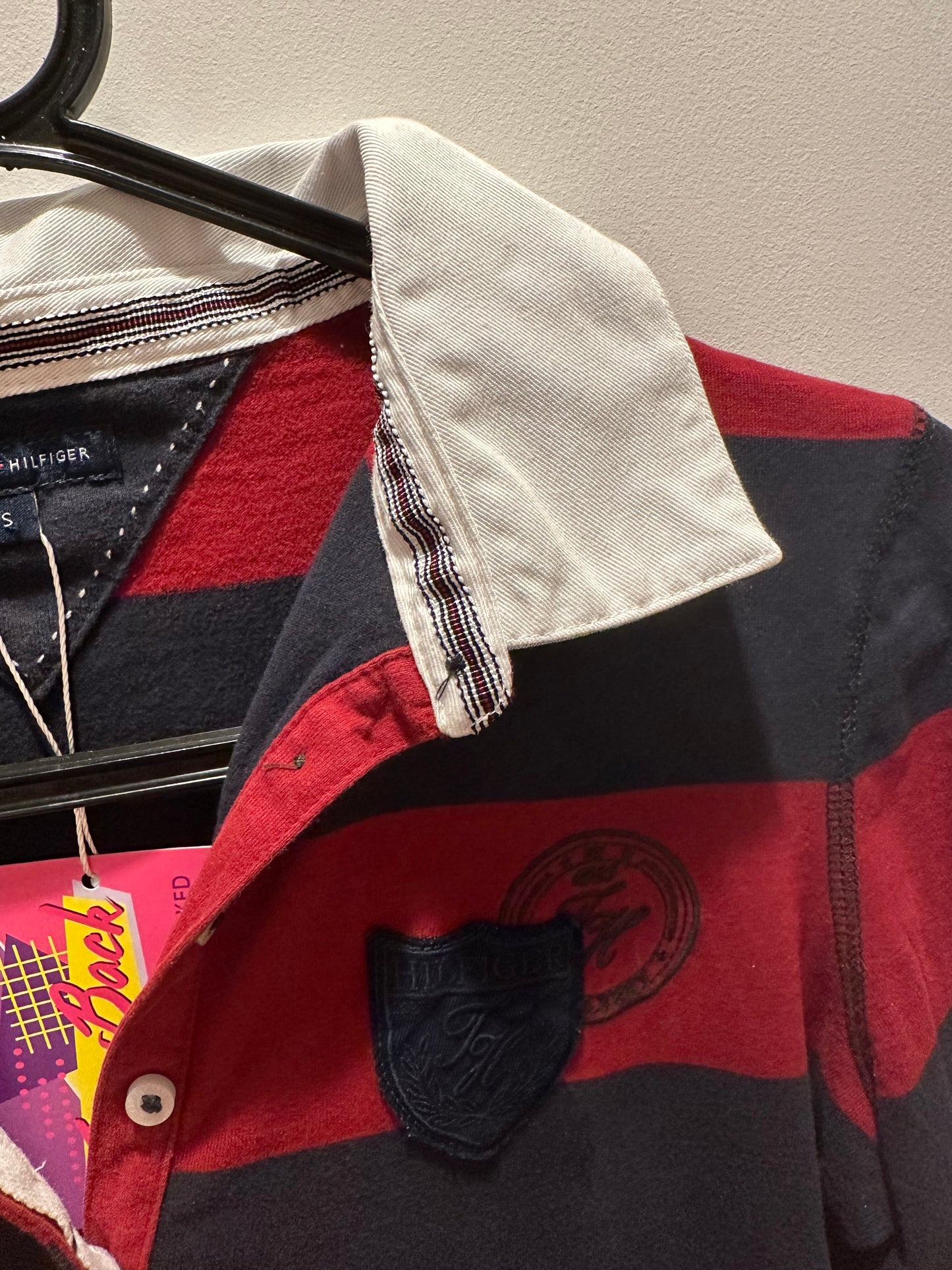 Vintage Y2K Tommy Hilfiger Rugby Striped Shirt. Size Small.