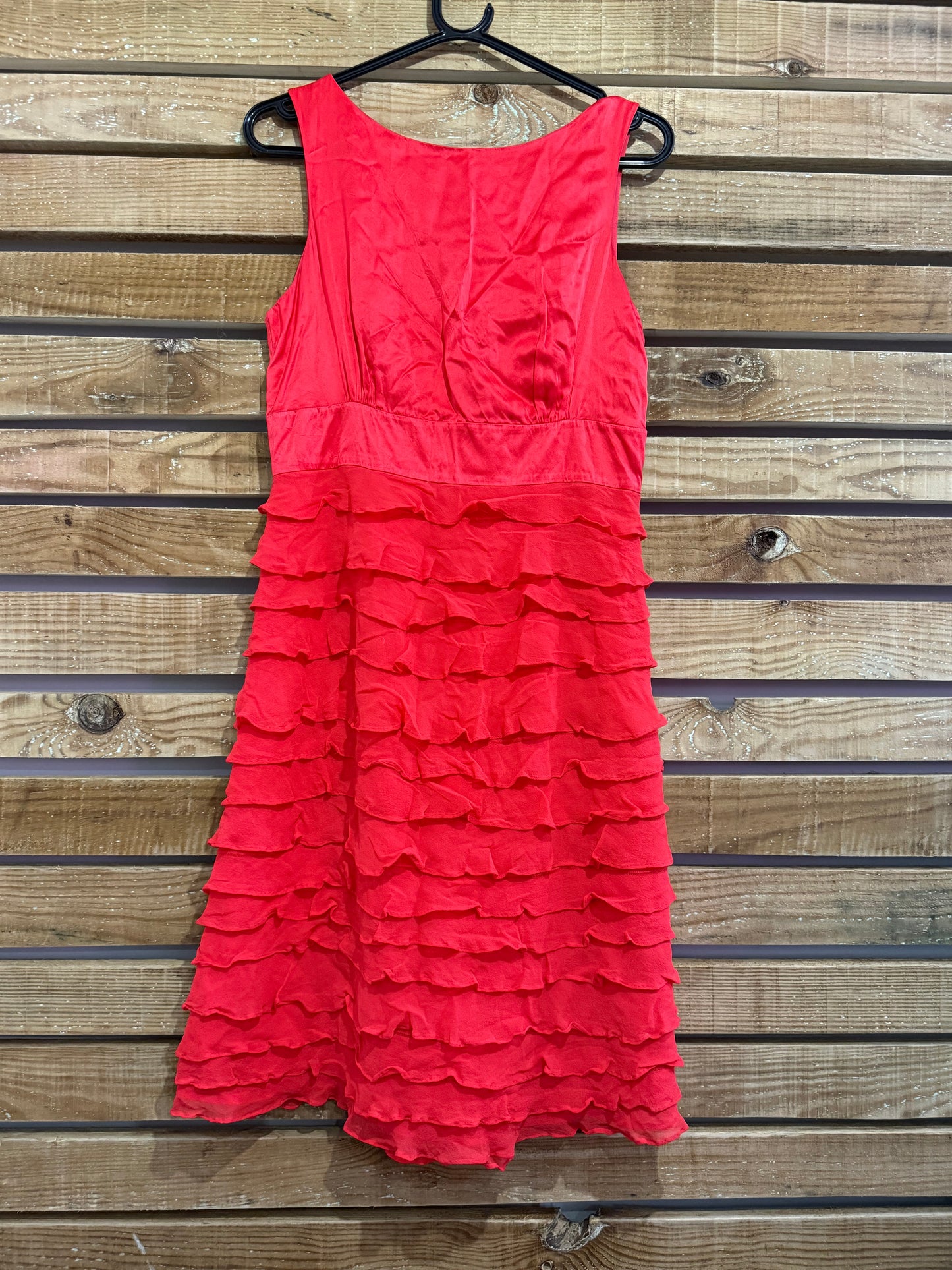 Vintage Y2K Monsoon ruffled evening dress. Red. Prom/ summer. UK10
