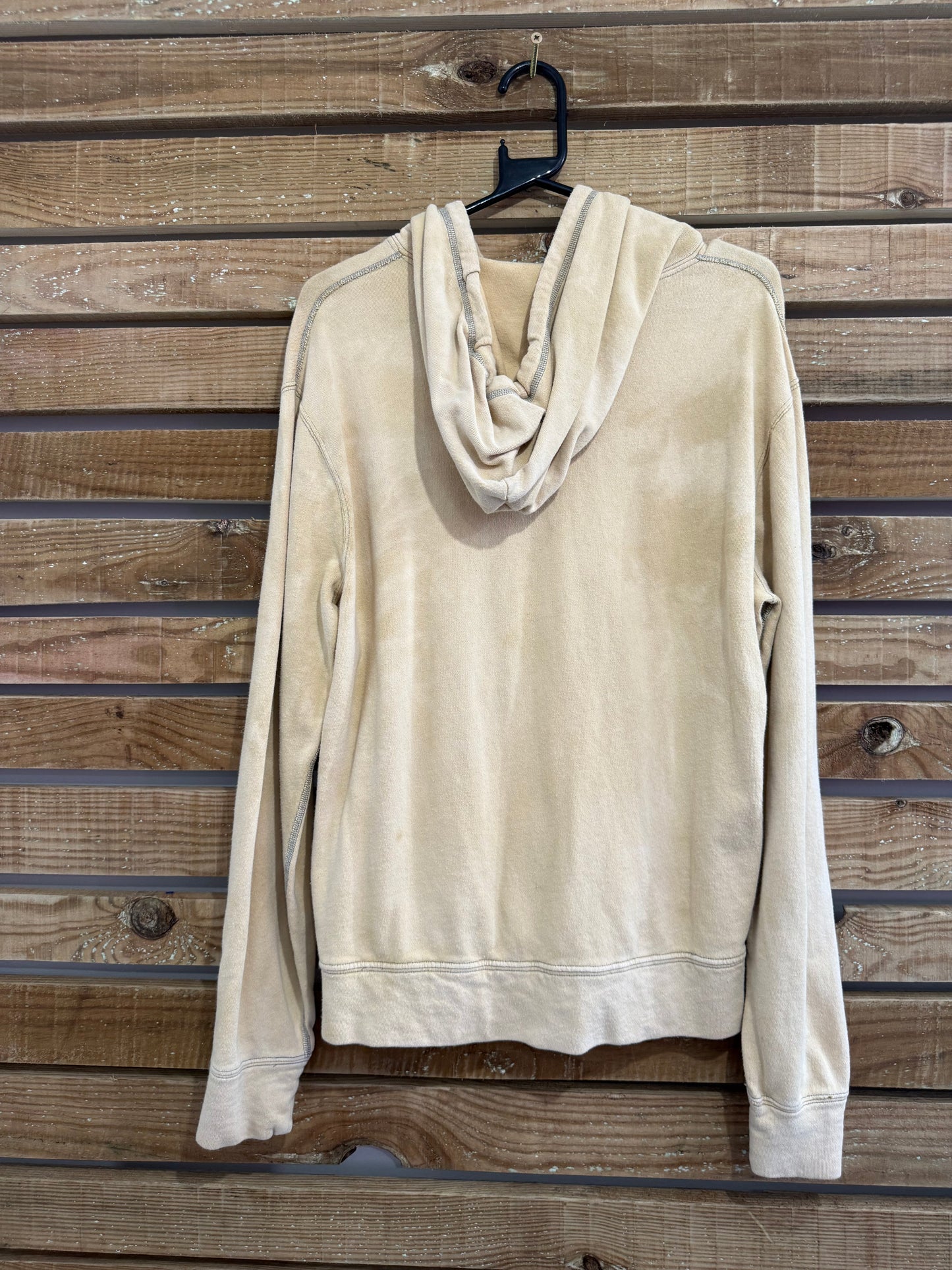 Vintage Y2K Ralph Lauren logo hoodie/ hooded sweater. Size medium. Beige acid wash.