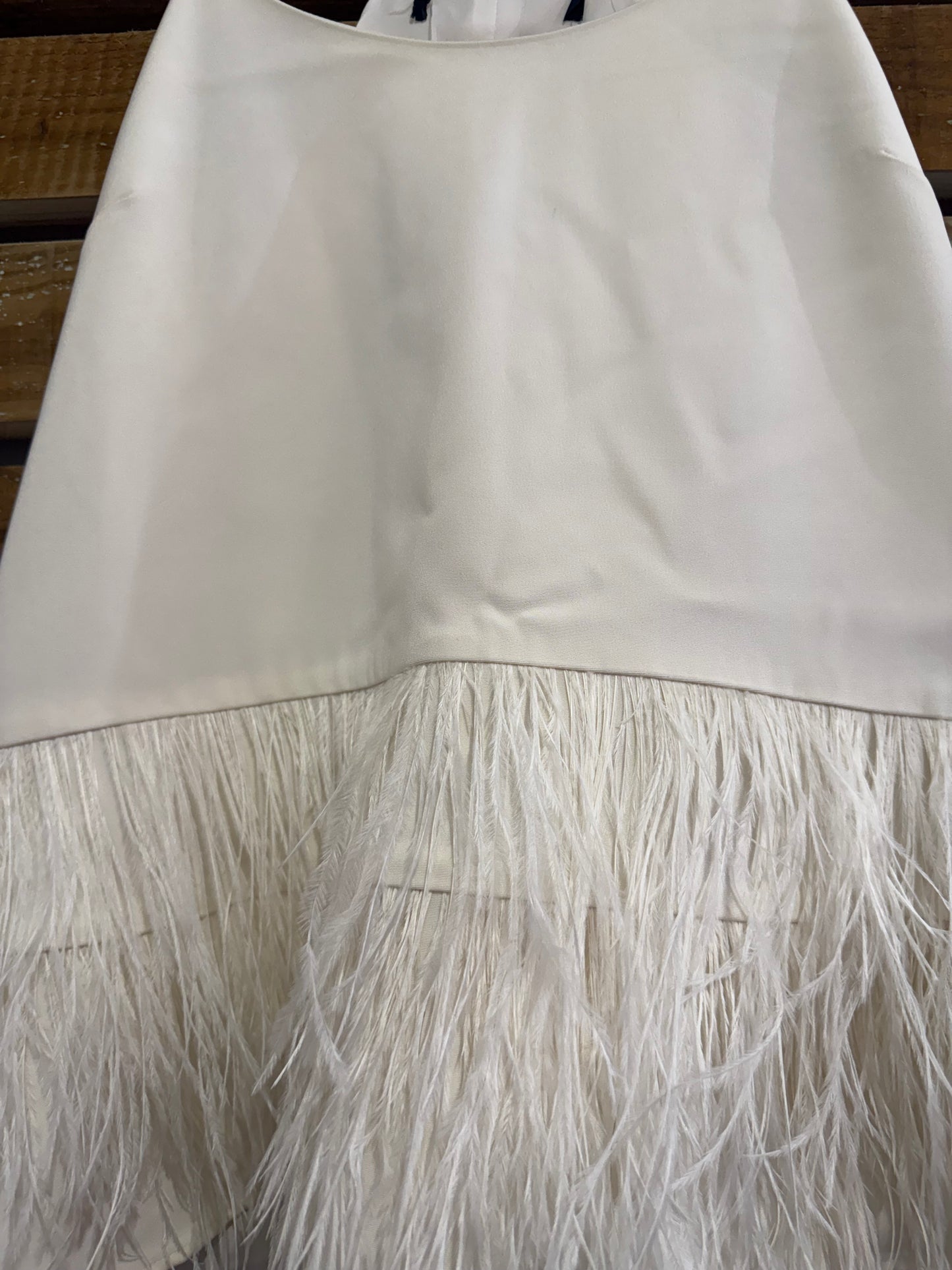 Ostrich Feather silk white top. UK8-10 Summer/ party/ evening.