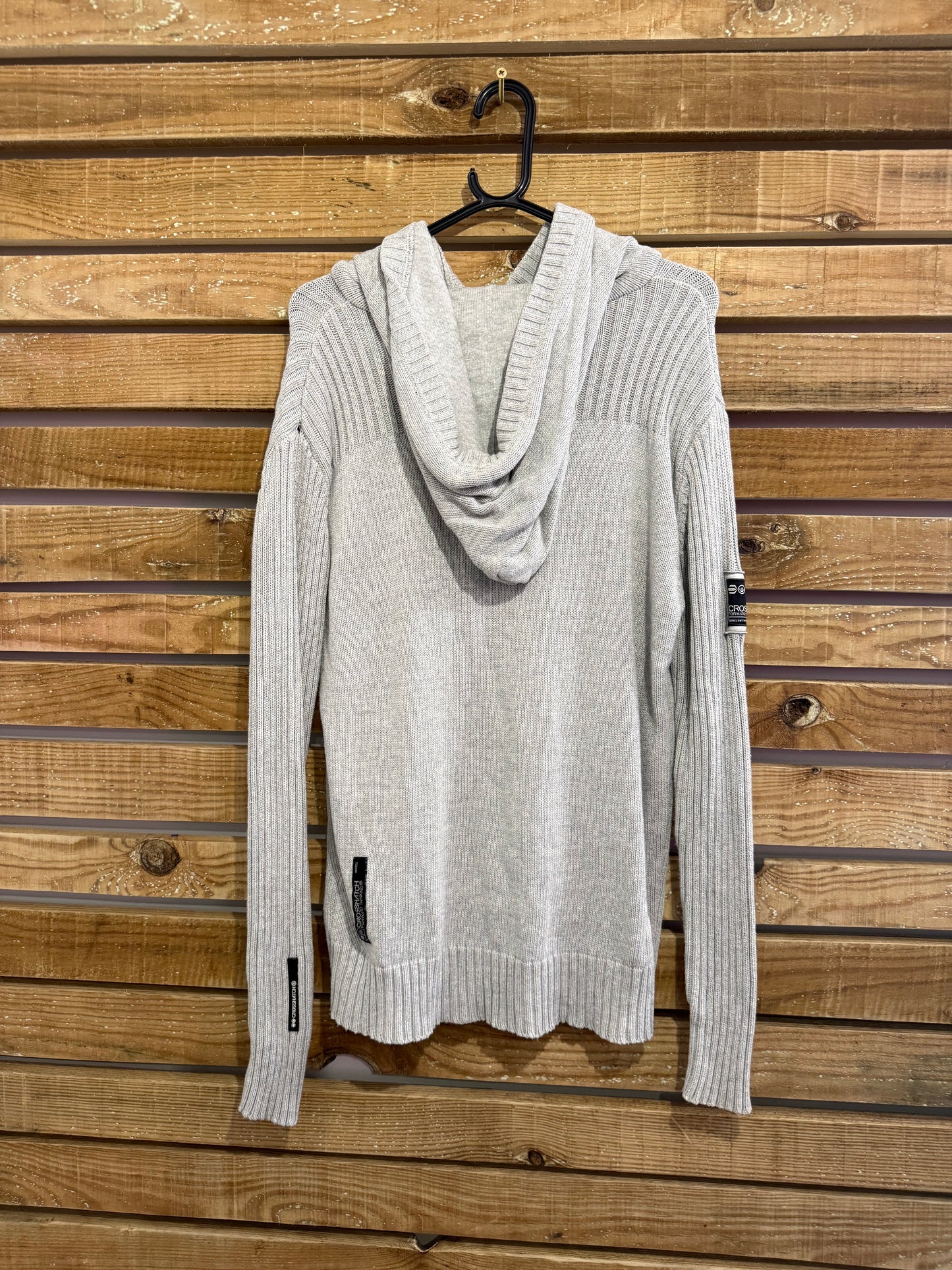 Vintage Y2K Crosshatch 1/4 button up jumper/ sweater. Grey. Size Large.