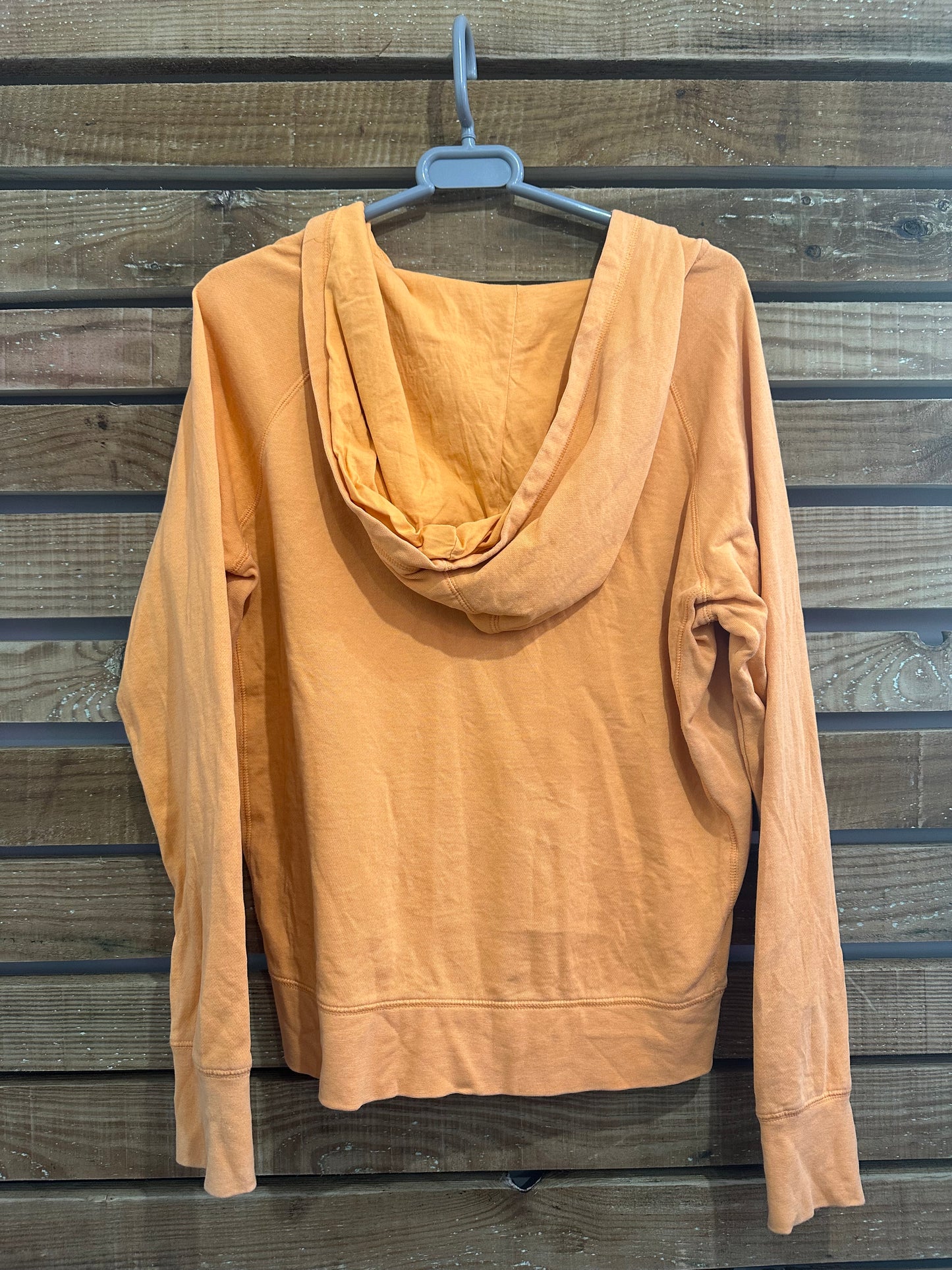Vintage 90s Harley-Davidson motorbike Spell-out hoodie. Hooded sweater. Orange. Size Medium