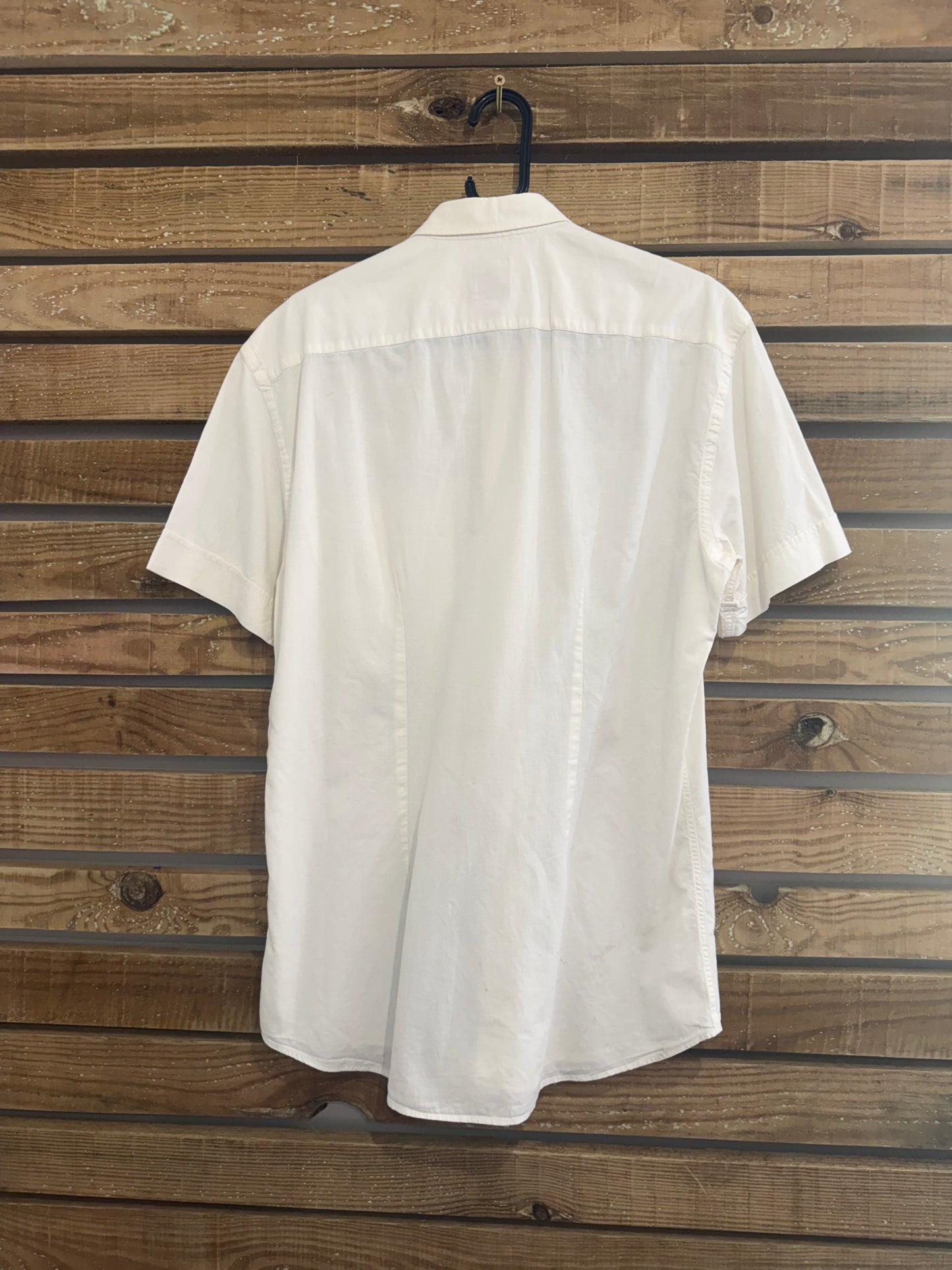 Vintage 90s Dolce & Gabbana white cotton button up short sleeve shirt. Size Medium. 44” chest.