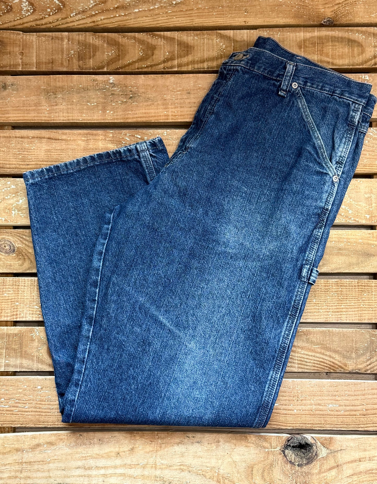 Vintage 90s wrangler carpenter blue denim jeans. Baggy/ skater. Waist 36”, leg 30”
