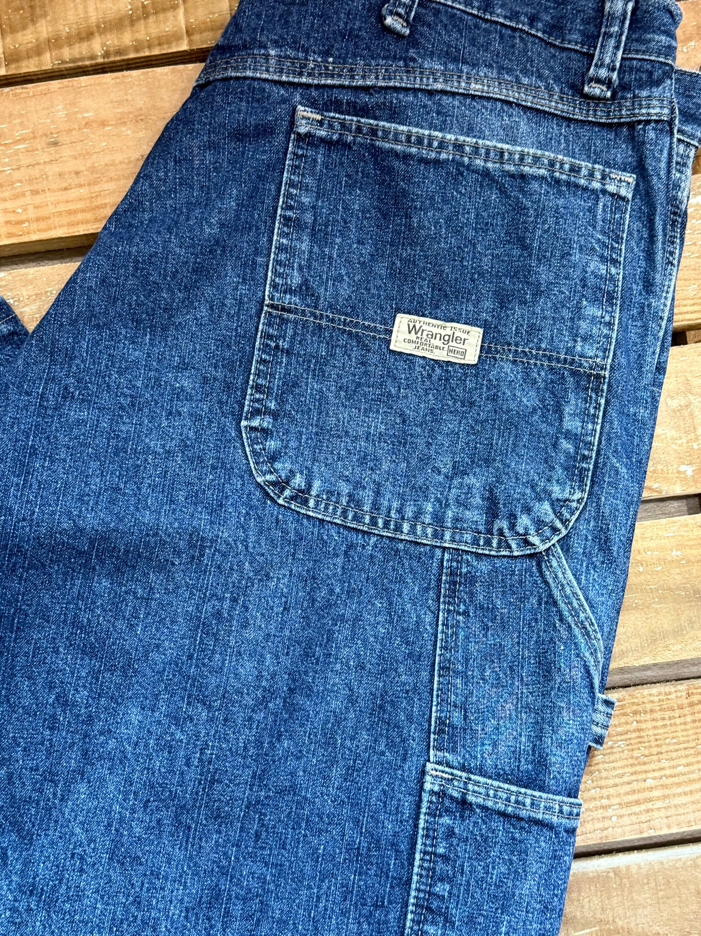 Vintage 90s wrangler carpenter blue denim jeans. Baggy/ skater. Waist 36”, leg 30”
