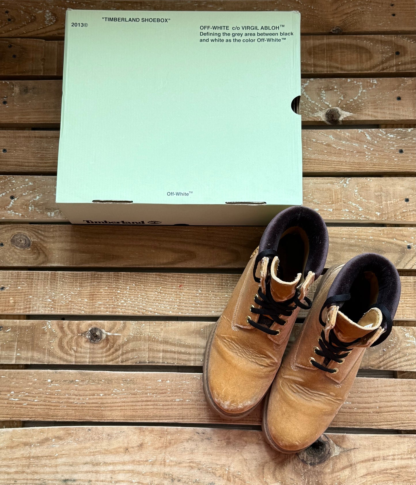 Off-White x Timberland Tan Boots UK 8.5. Box & labels included