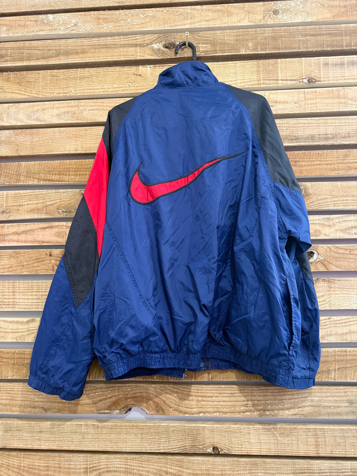 Vintage 90s Nike Swoosh zip up windbreaker/ shell track jacket. Size XL. Festival.