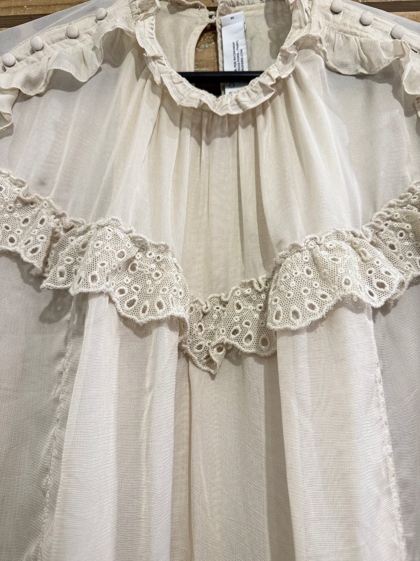 Vintage style Iro embroidered hungarian peasant blouse. Cream. Size EU38. Free sizing.