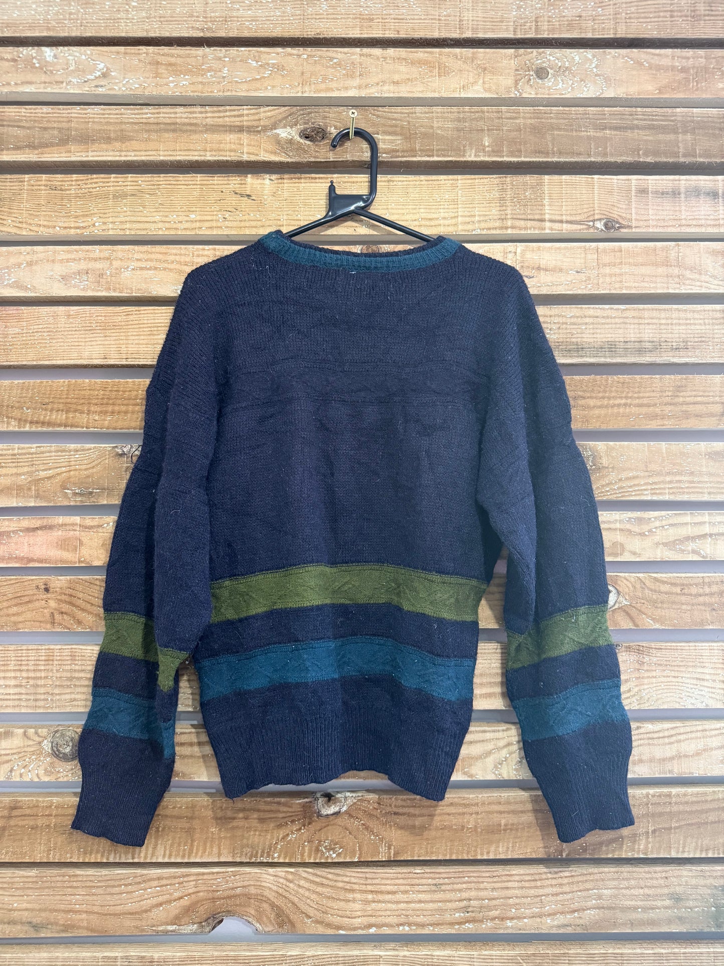 Vintage 80s Ralph Lauren pony spell-out knit jumper/ sweater. Blue. Size medium.