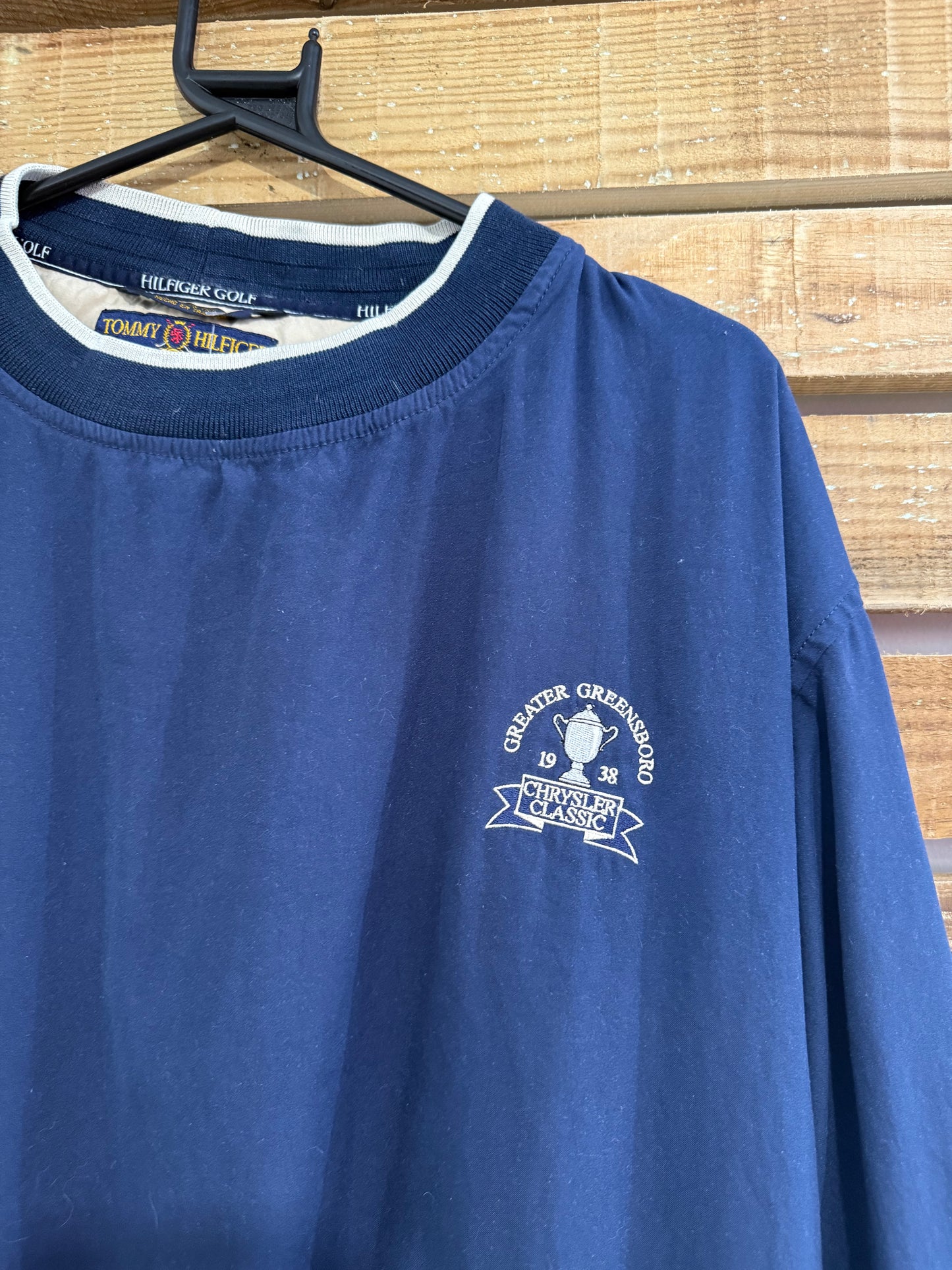 Vintage 90s Tommy Golf shell pull over sweater. Blue. Size Large.