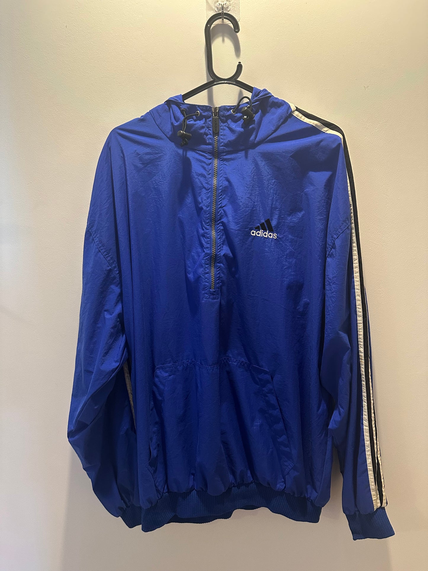Vintage 90s Adidas 1/4 zip windbreaker/ shell jacket. Size XL. RARE. Festival.