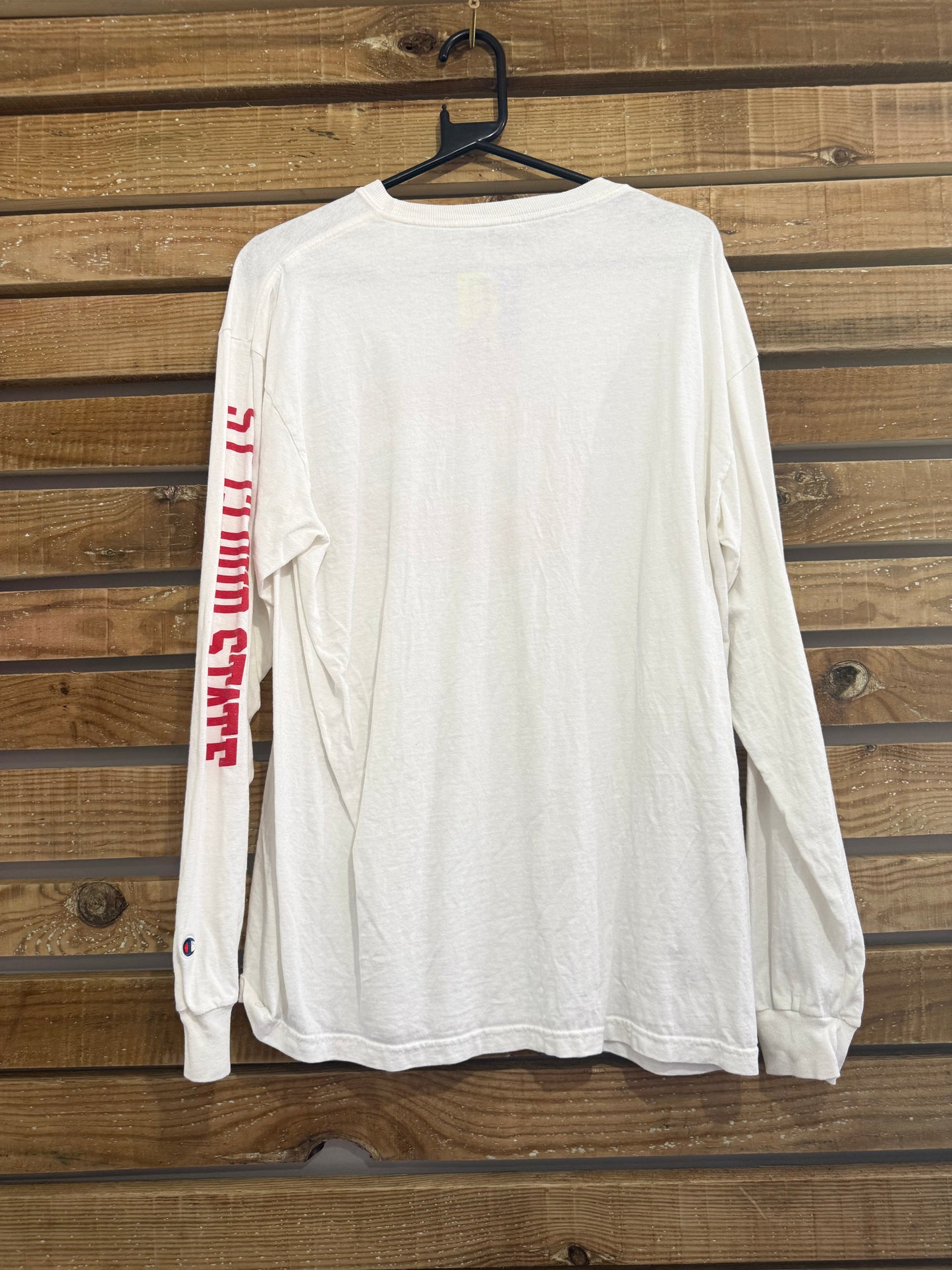 Vintage 90s Champion St.Cloud State Huskies Football USA American spell-out t-shirt. Size Large.