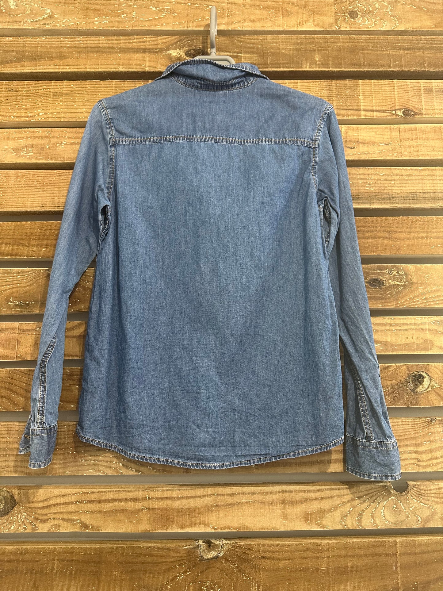 Vintage 90s United Colours of Benetton denim blue shirt. Size XS.