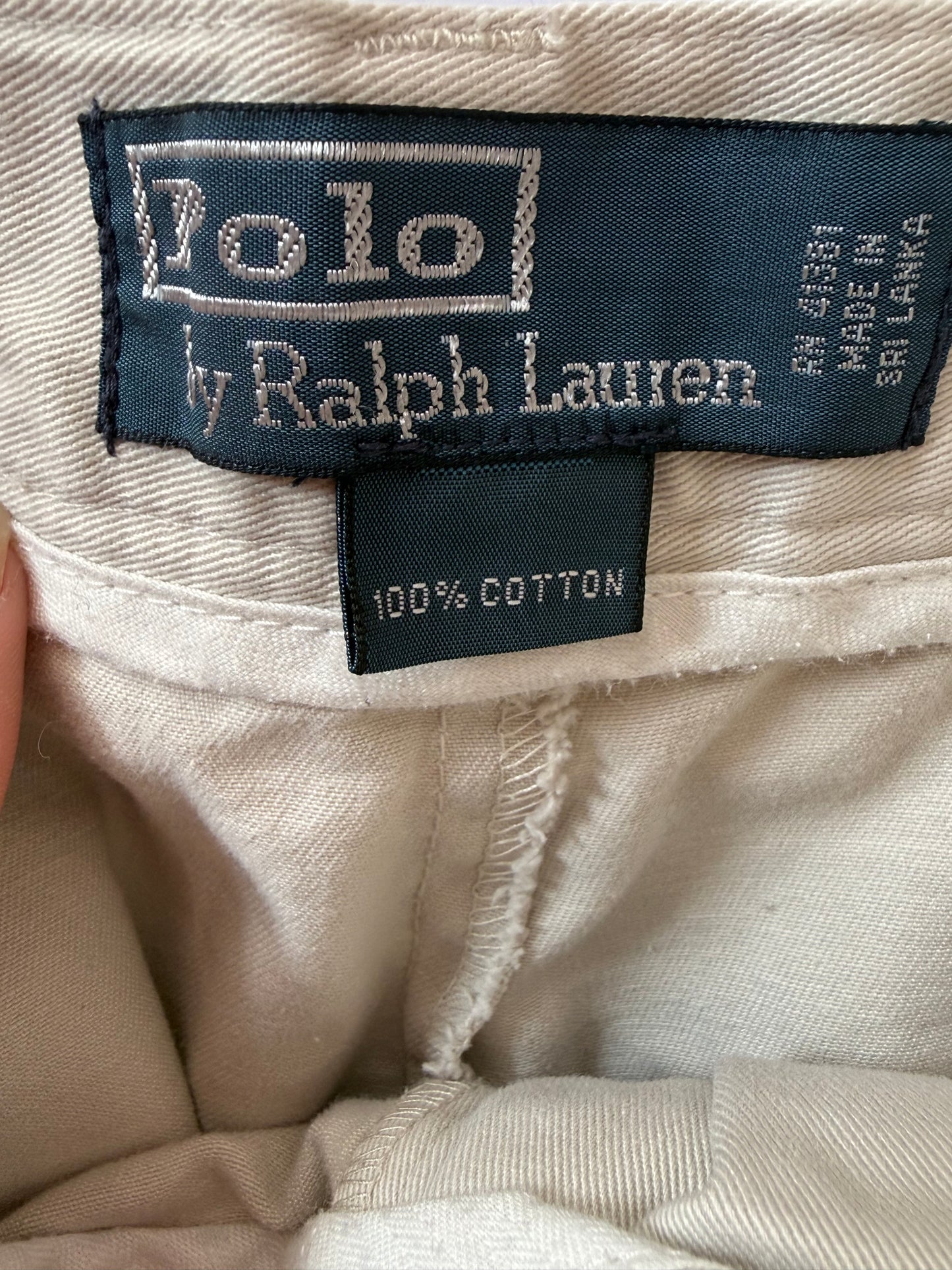 Vintage 90s Ralph Lauren cotton chino shorts. 40” waist. Beige. Golf/summer/holiday.