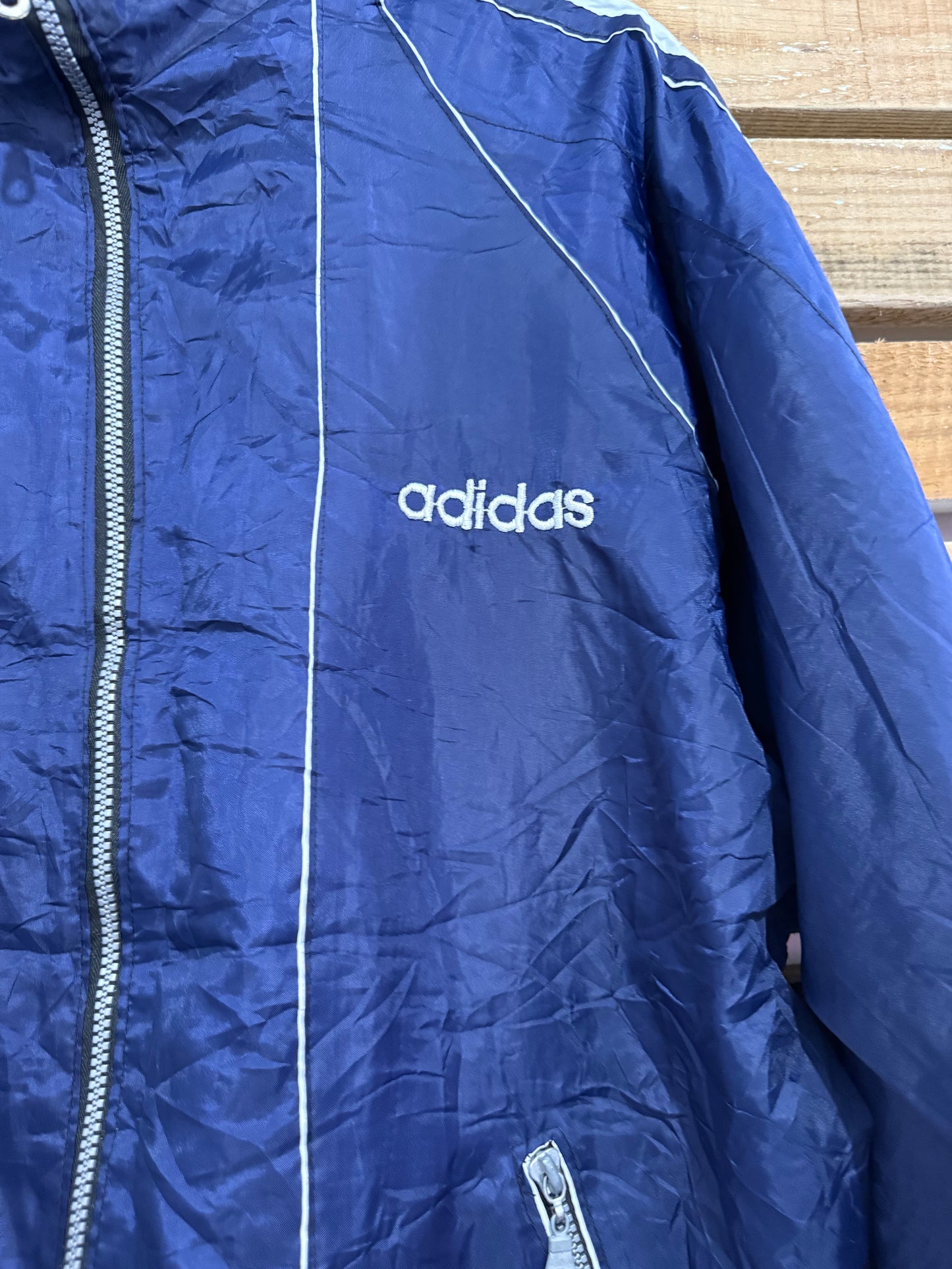 Vintage 80s Adidas zip up windbreaker/ shell jacket. Size XL. Festival.