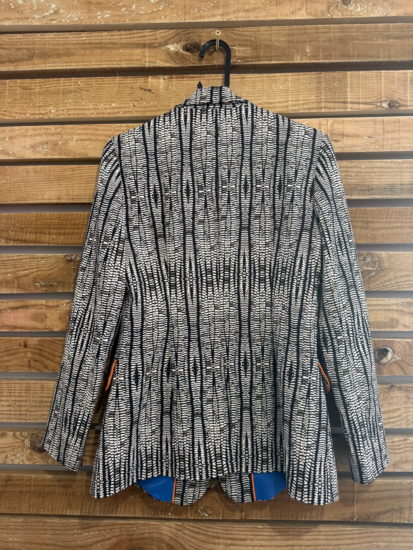 Abstract print button up blazer/ jacket. Monochrome. UK10.