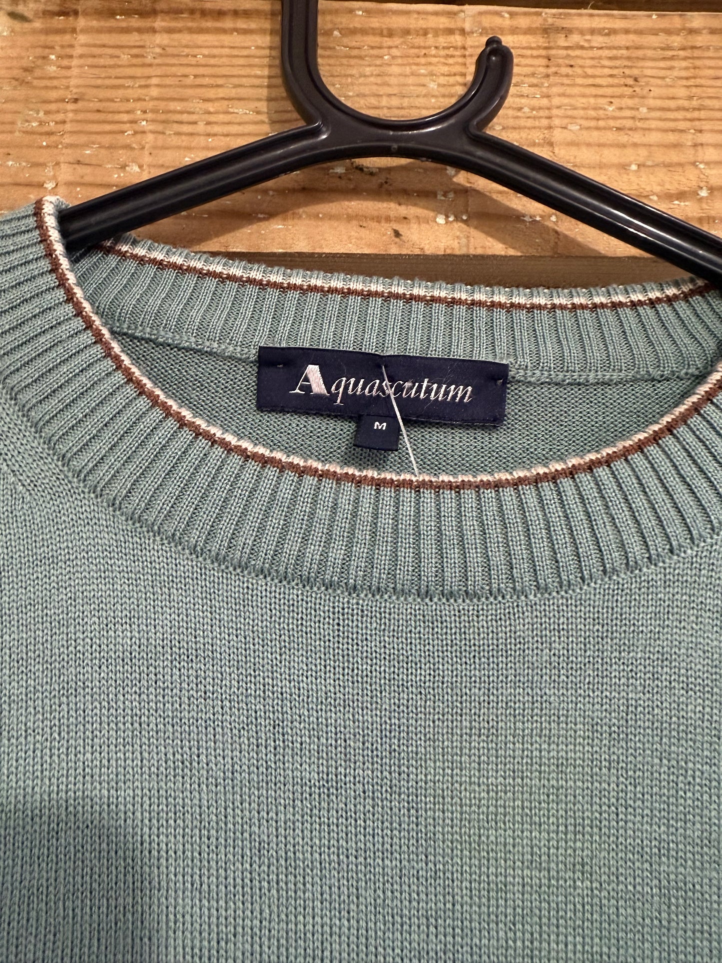 Vintage 80s Aquascutum jumper/ sweater. Blue. Size Medium.