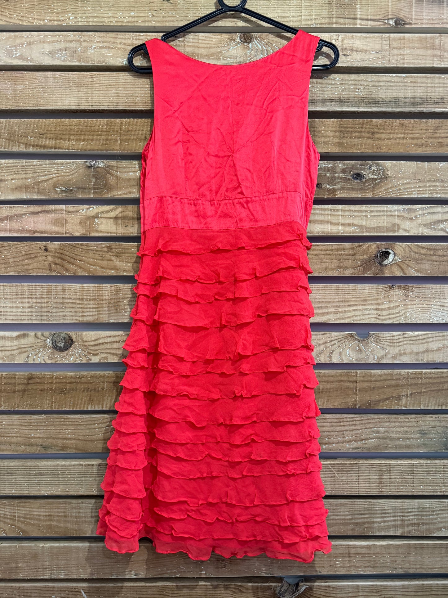 Vintage Y2K Monsoon ruffled evening dress. Red. Prom/ summer. UK10