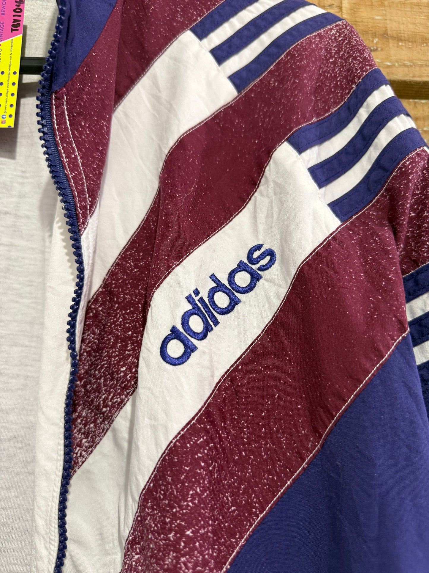 Vintage 80s Adidas RARE zip up windbreaker/ shell track jacket. Size Large. Festival.