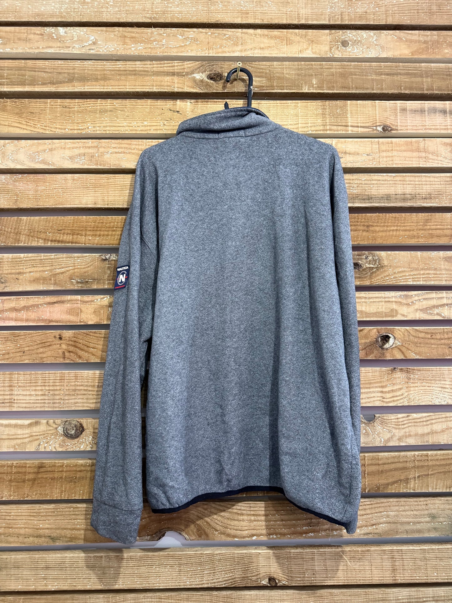 Vintage 90s RARE Nautica spell-out fleece 1/4 zip jacket. Grey. Size XL