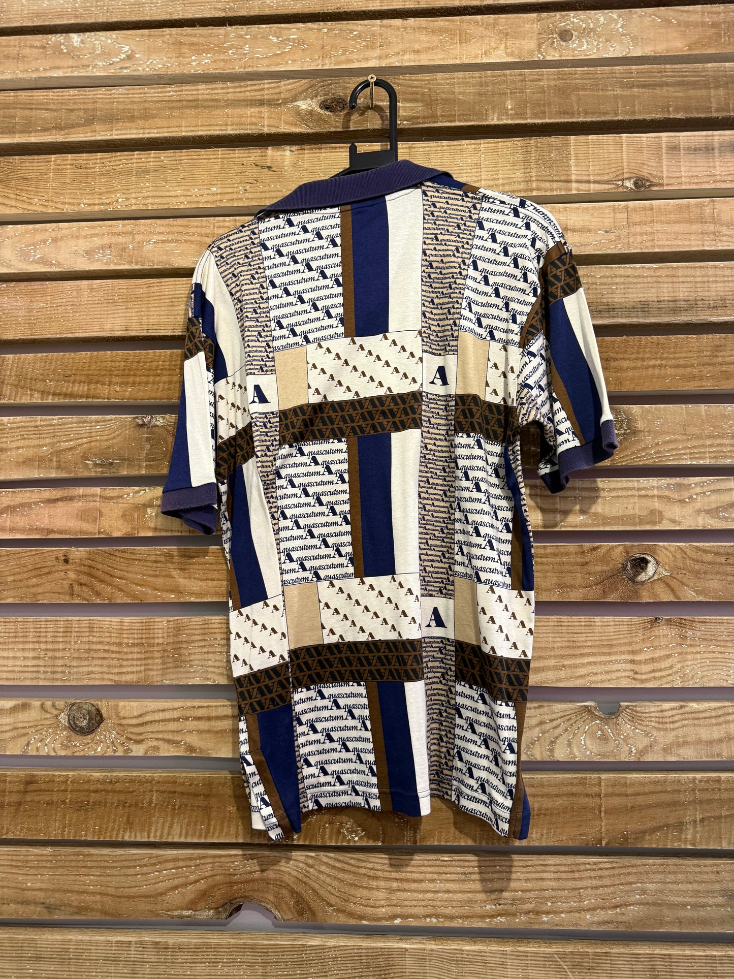 Vintage 80s Aquascutum monogram polo shirt. Size Medium.