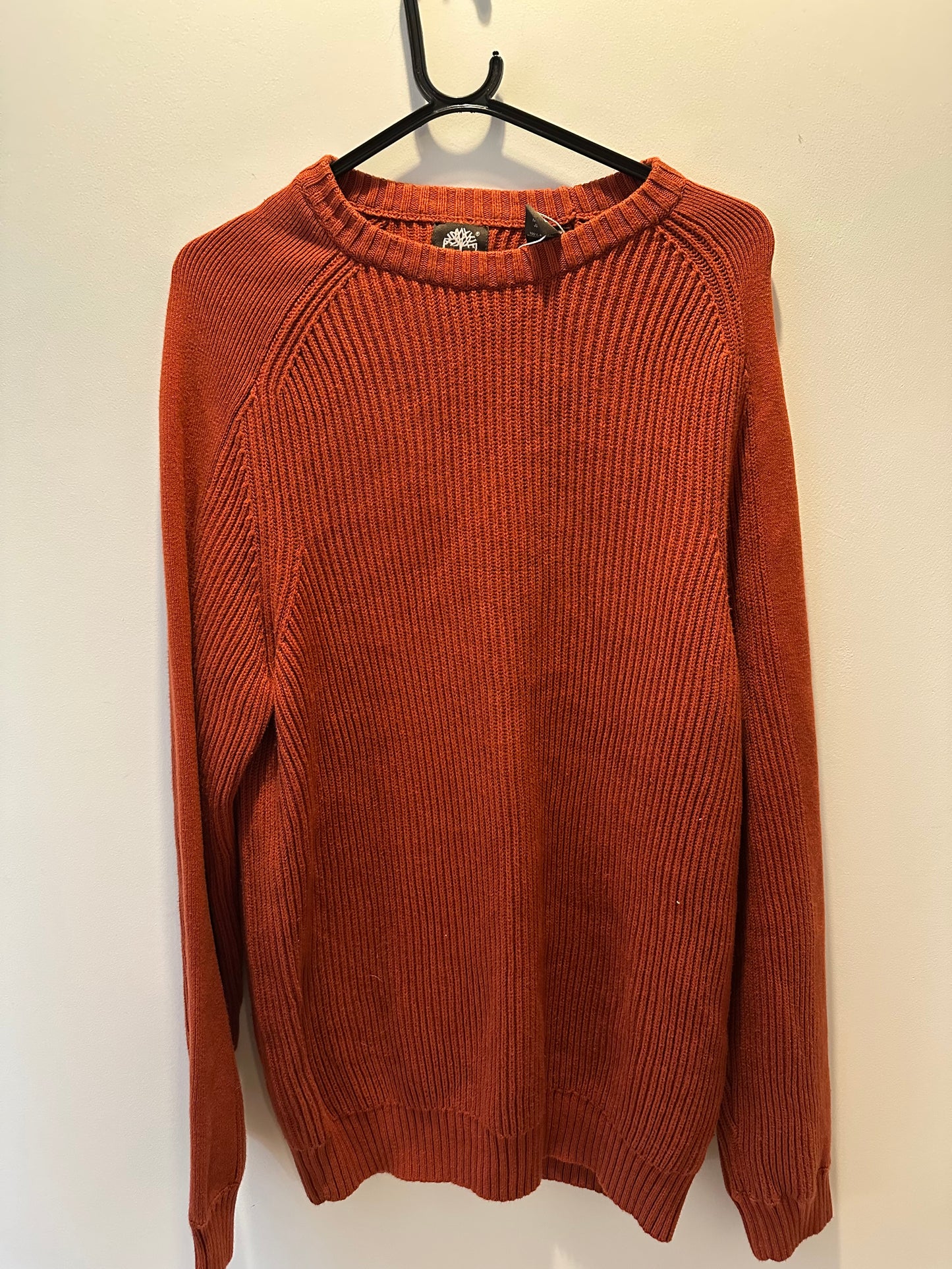 Vintage 90s Timberland cable knit orange jumper. Size large.