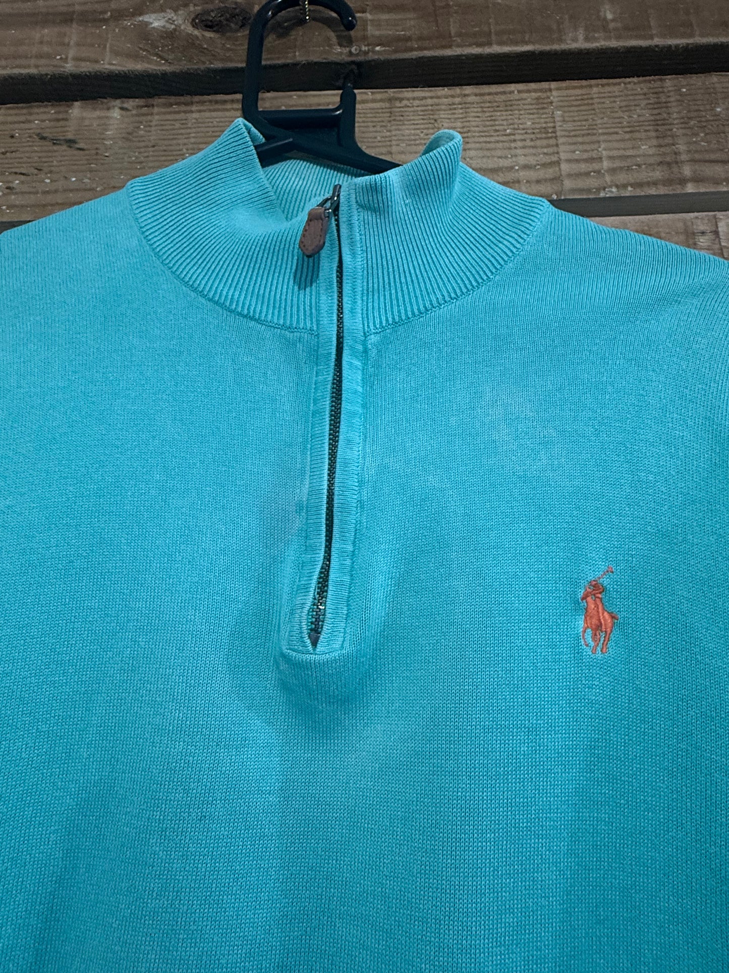 Vintage 90s Ralph Lauren Golf 1/4 zip jumper/ sweater. Blue. Size medium.