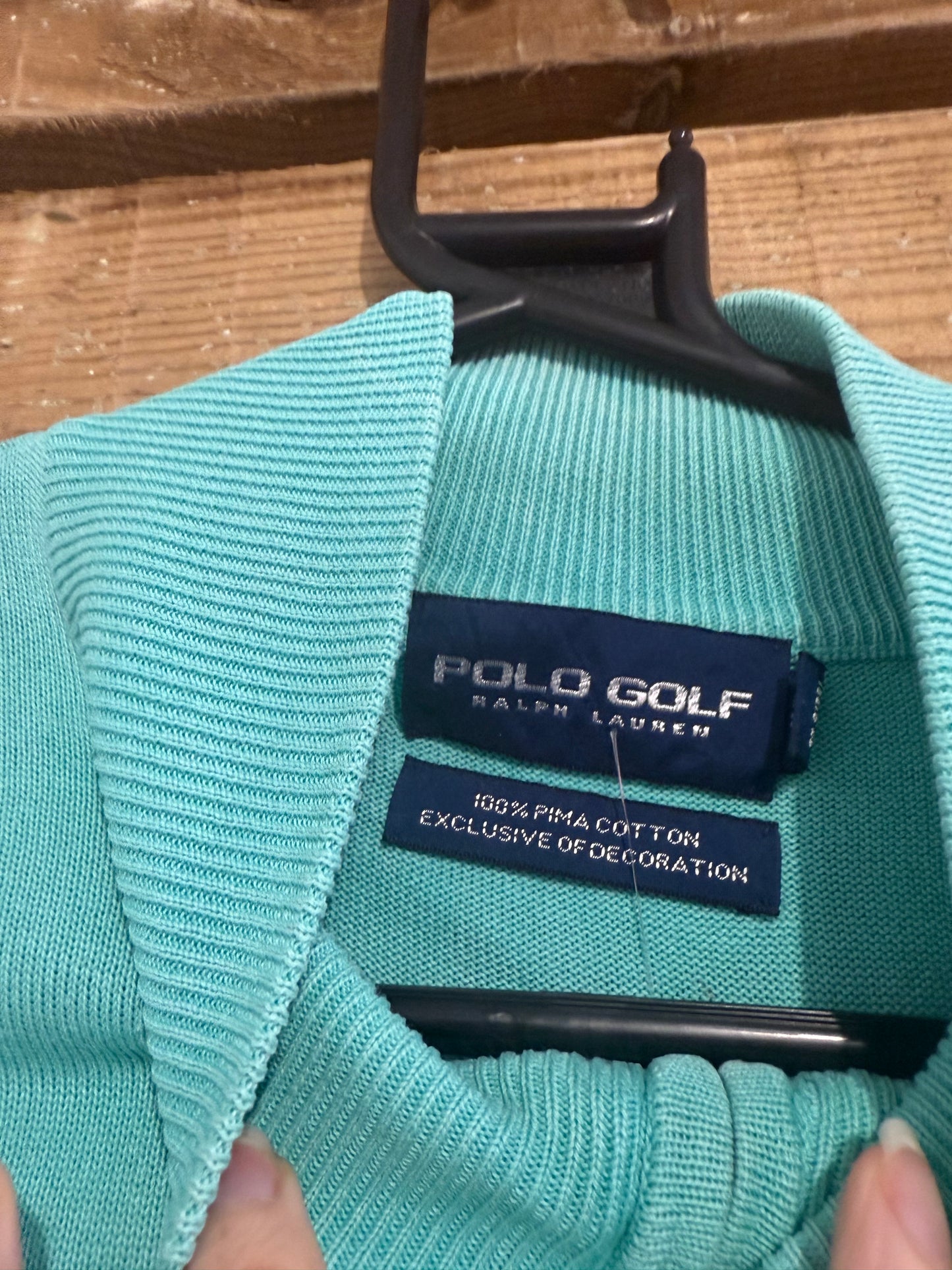 Vintage 90s Ralph Lauren Golf 1/4 zip jumper/ sweater. Blue. Size medium.