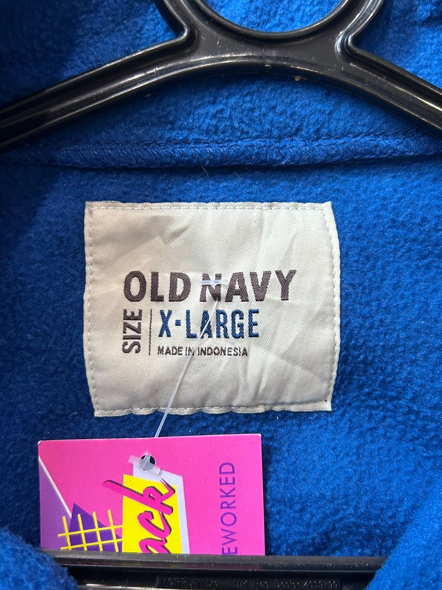 Vintage 90s Old Navy spell-out 1/4 zip fleece jacket. Blue. Size XL