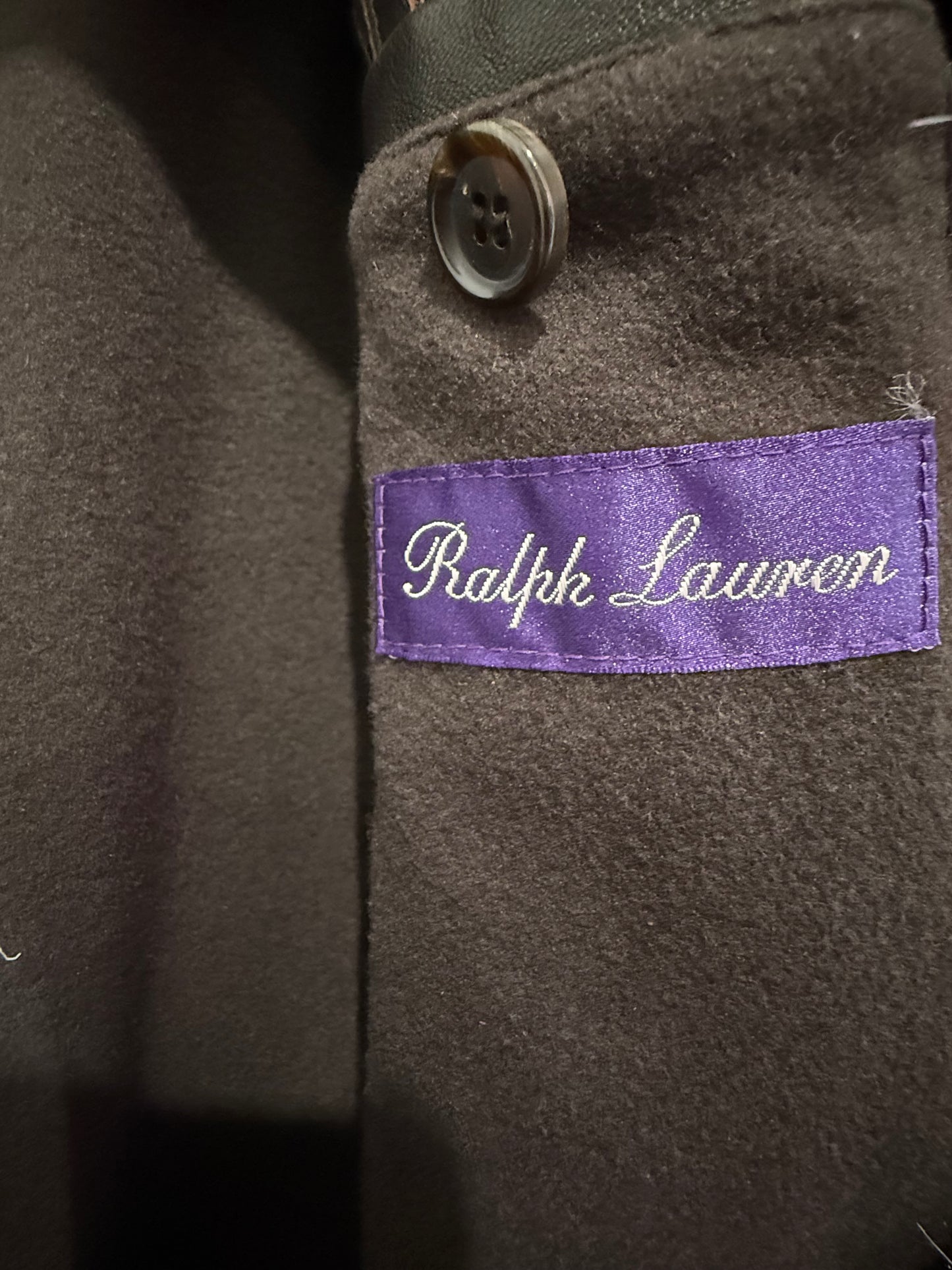 Vintage Y2K RARE Ralph Lauren purple label lambskin leather jacket. Trench/ mac. Brown. Size Medium.