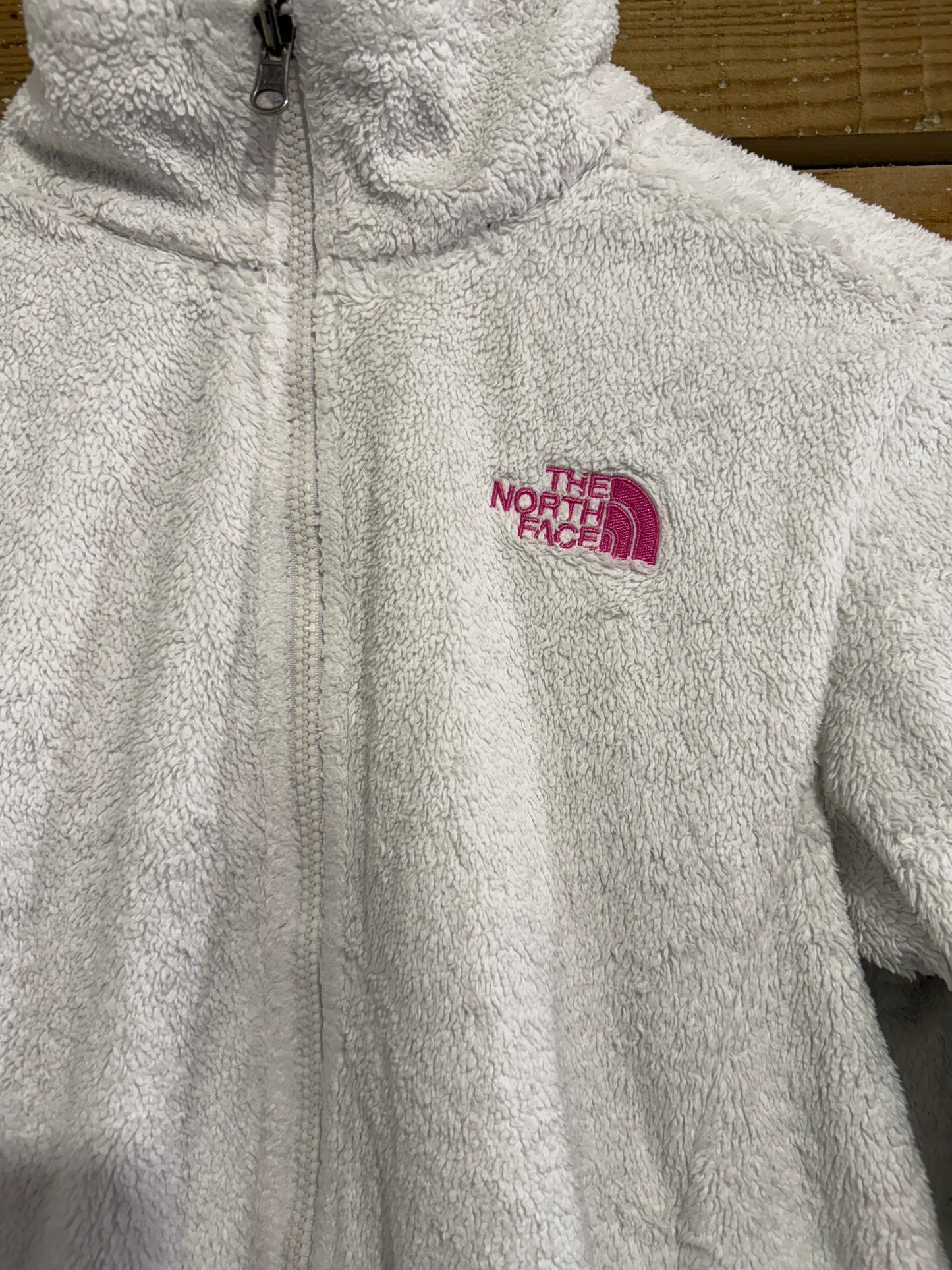 Vintage 90s The North Face teddy Borg fleece Jacket. White. Size Medium.