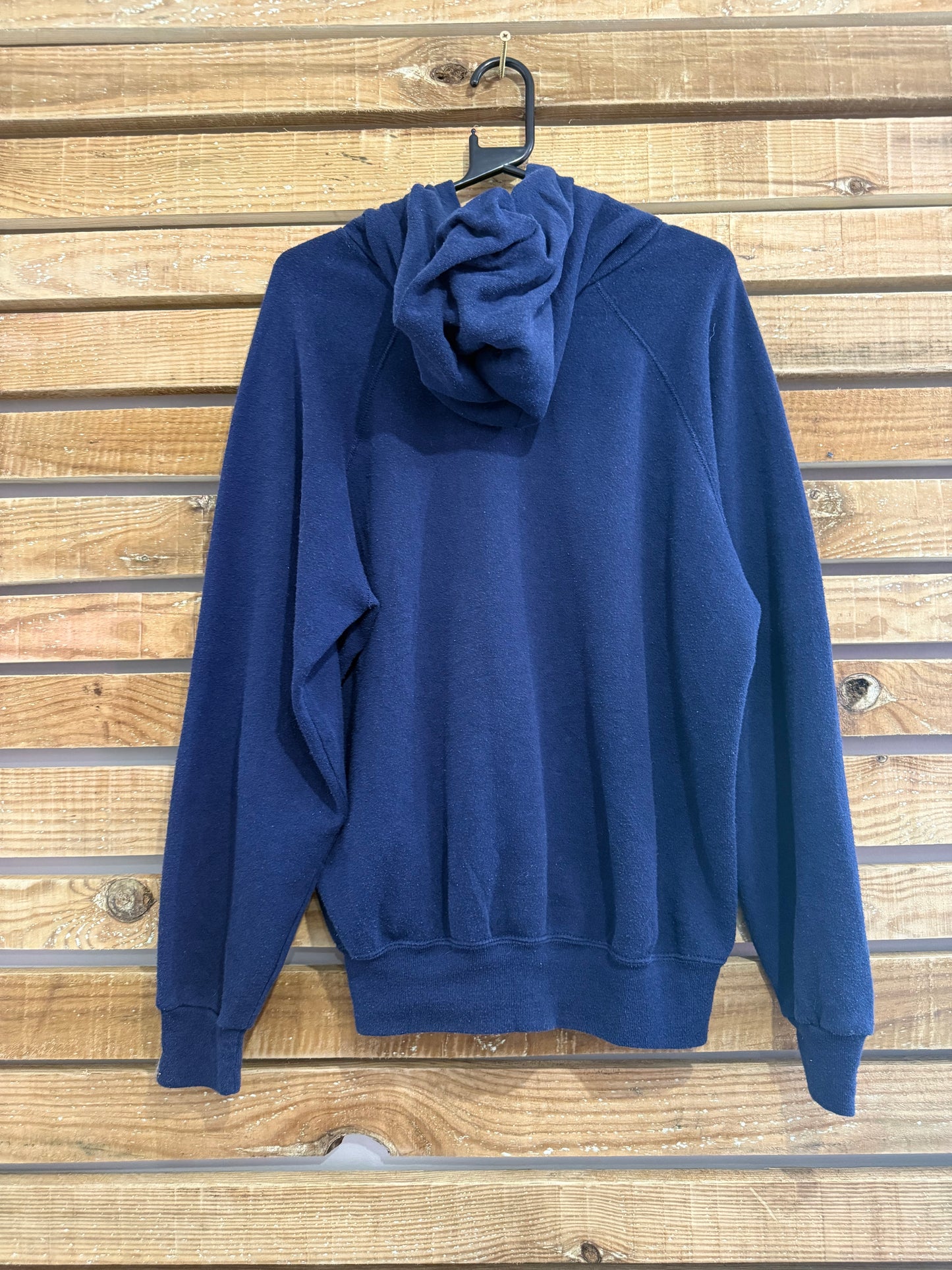 Vintage 80s Lee Michigan hoodie/ hooded sweater. USA/ American. Navy. Size XL
