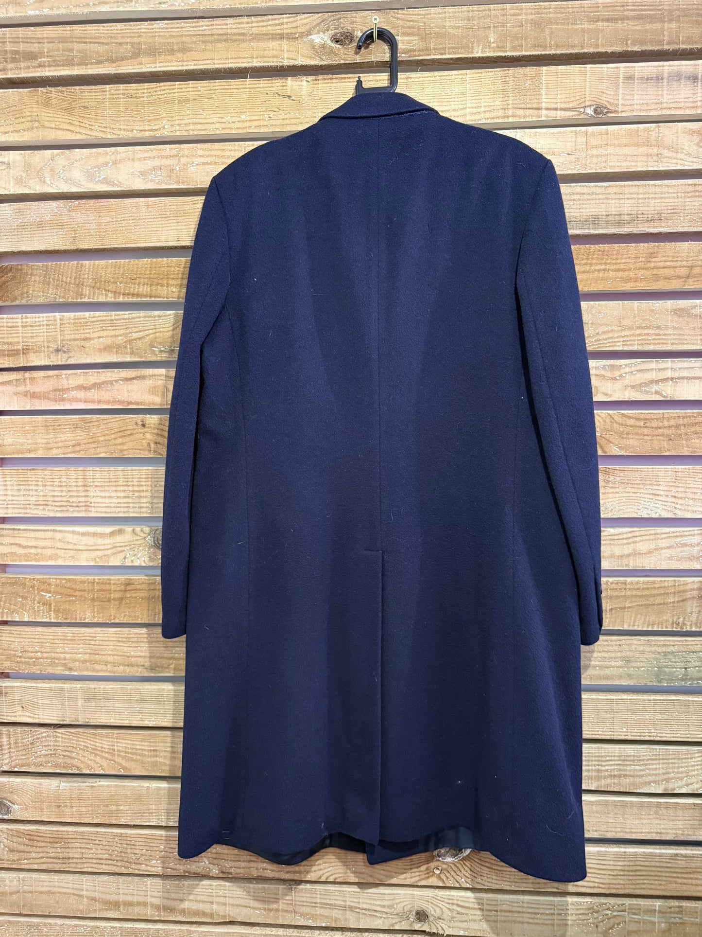 Vintage 80s Wool St Michael Coat. Navy Blue. Size Medium.