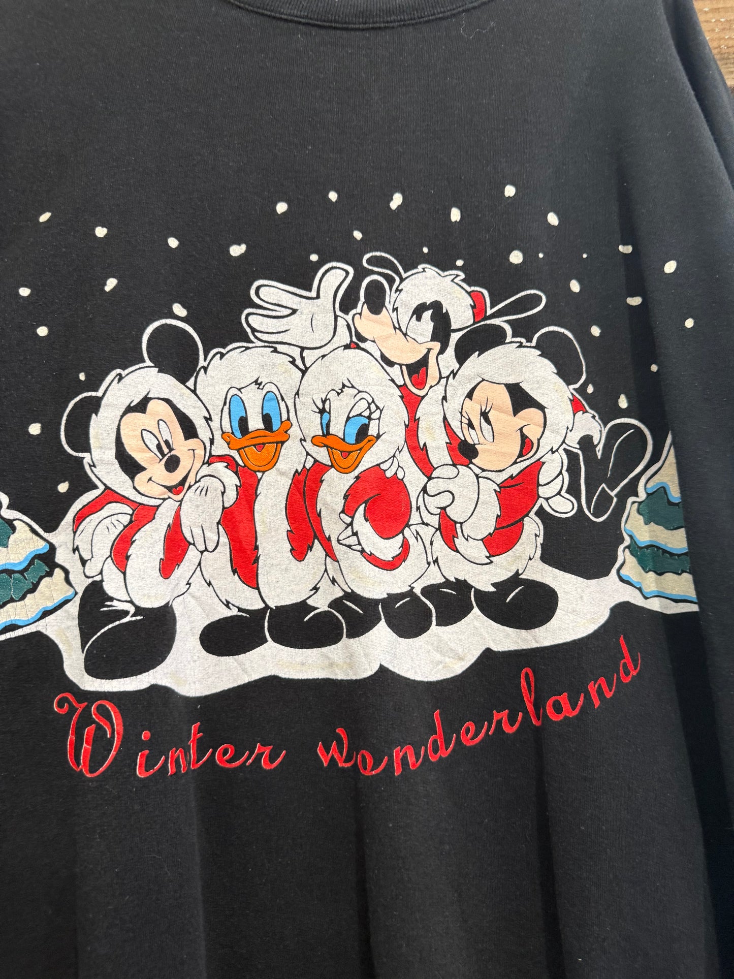 Vintage RARE 80s Disney x Jacques Morèt Mickey Mouse and friends Christmas festive sweater. USA. Size XXL