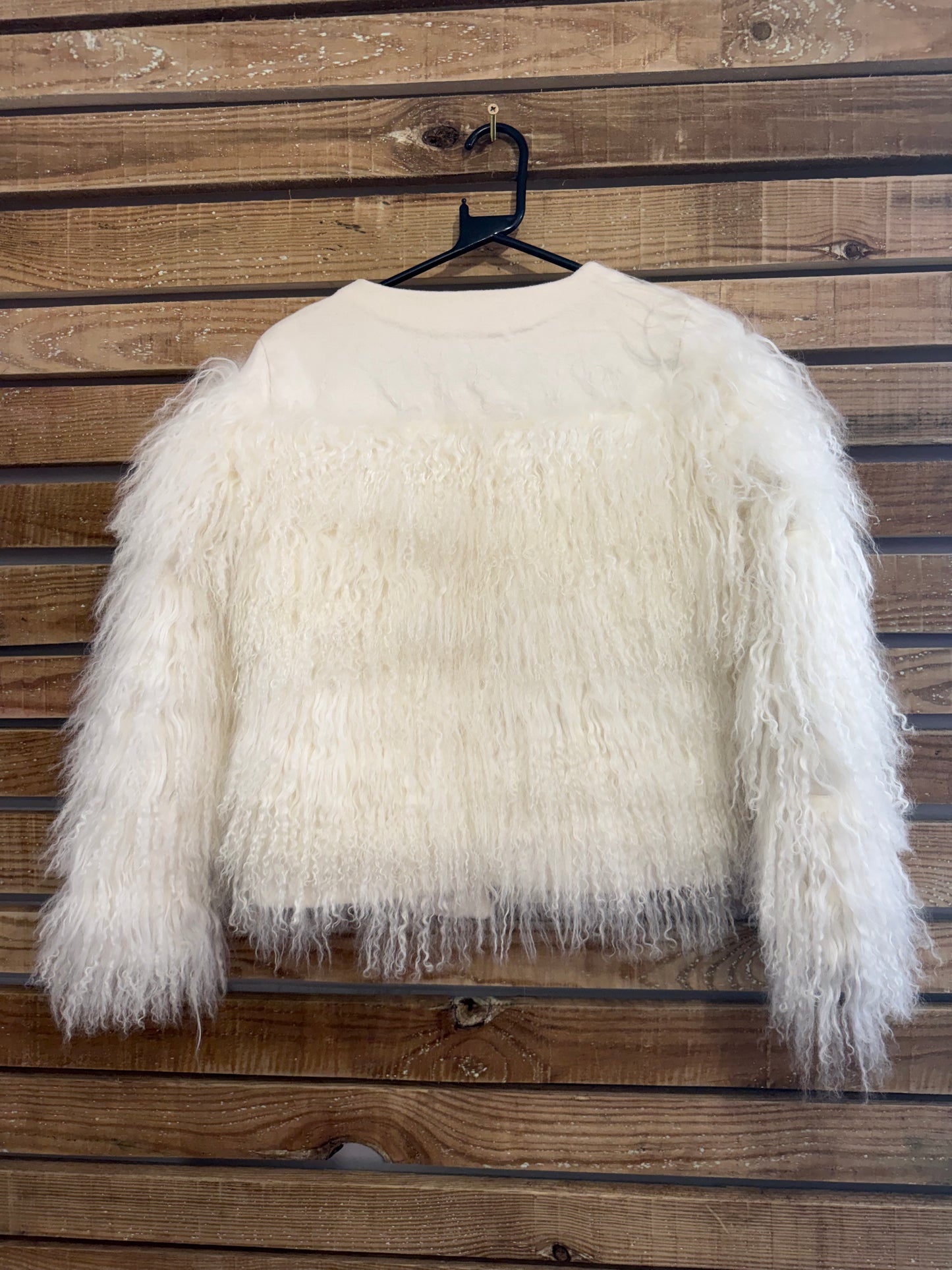 Burberry Prorsum shearling white wool cashmere open Jacket. Fluffy.
