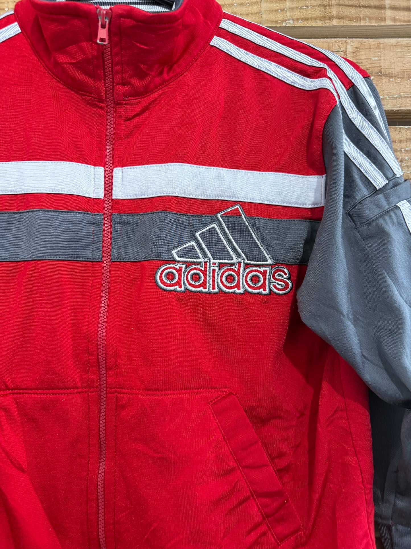 Vintage 90s kids Adidas track zip up sports jacket. Age 7. Festival.