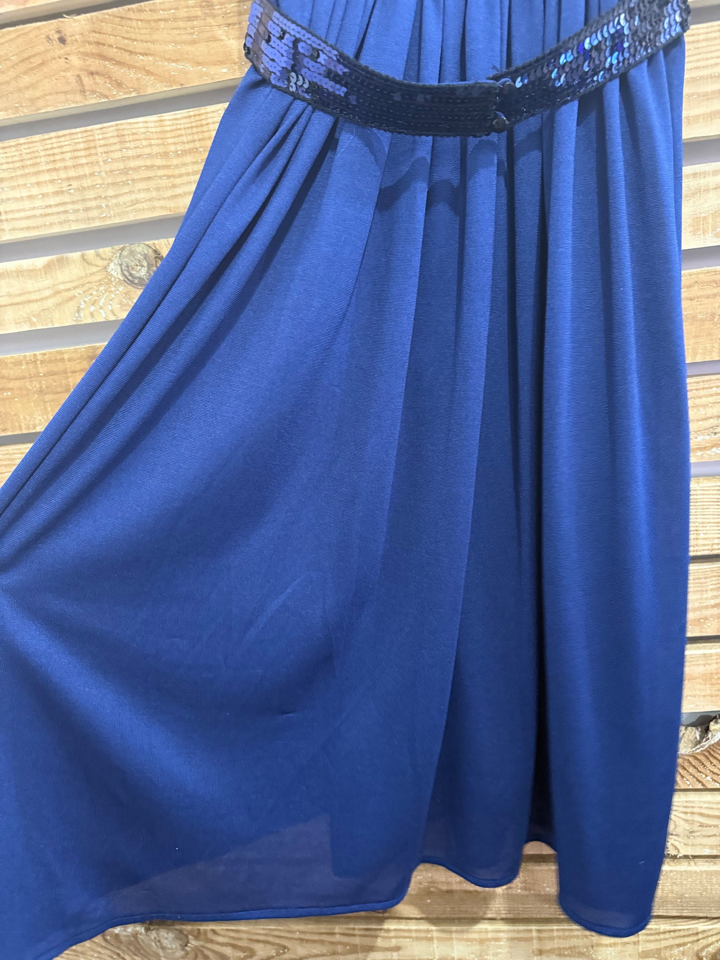 Vintage 80s does 50s Lucie Linden swing dress. Blue. Sequinned detail. Prom/ summer.