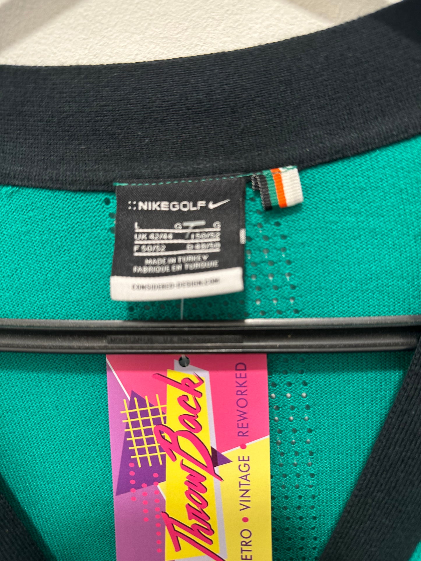 Vintage 90s Nike Golf knitted cardigan. Green & Black. Size Medium
