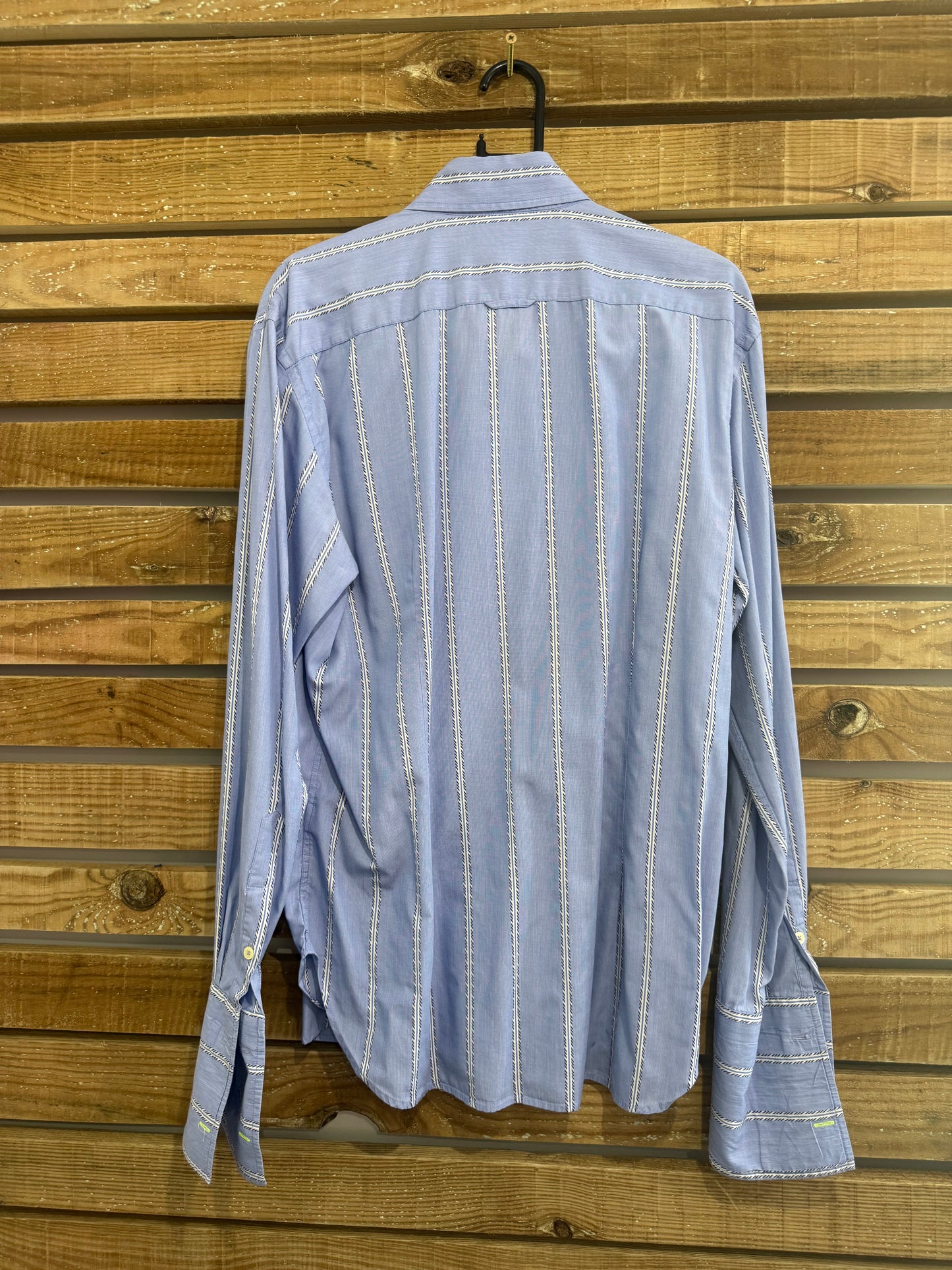 Paul Smith Dress Shirt - French Cuffs, Size XL. Blue stripe.