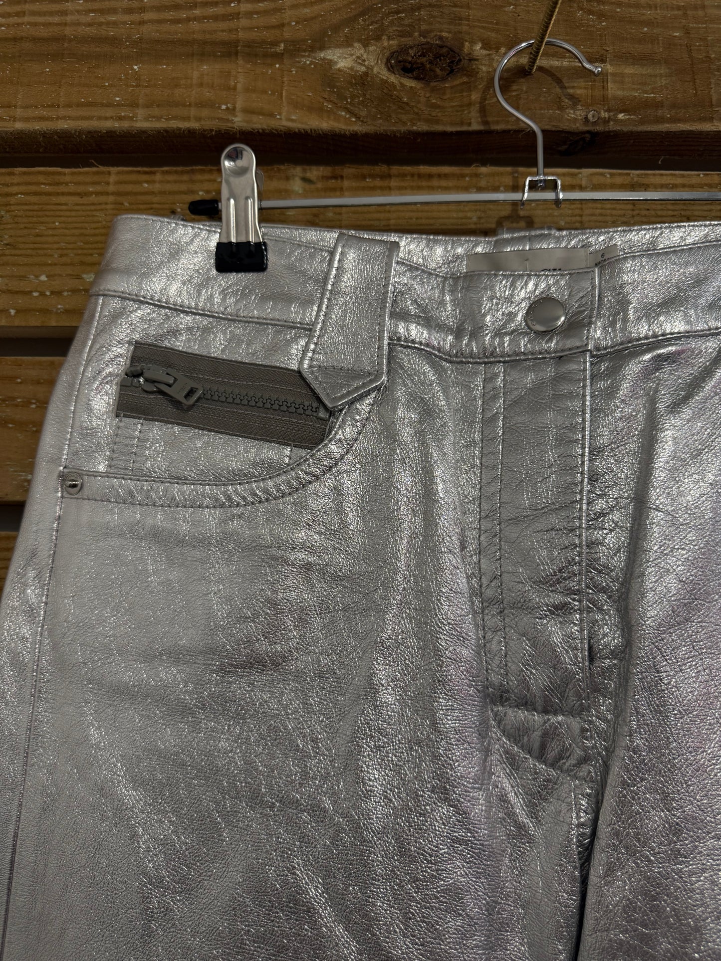 Coach silver metallic leather lambskin pants/ trousers. 32” waist. UK12