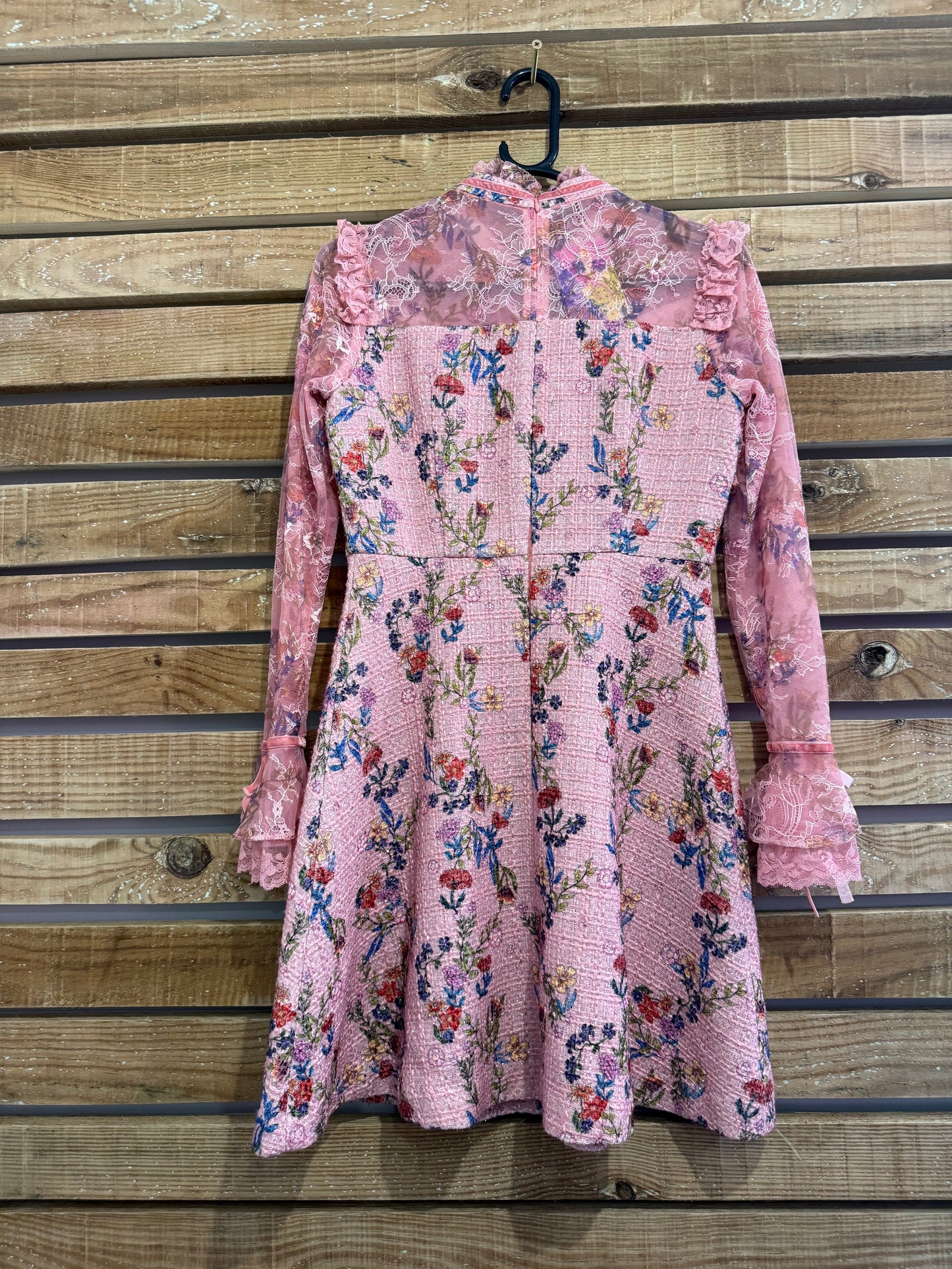 Vintage Y2K floral tweed dress. Pink. Size 8. Gossip girl vibes.