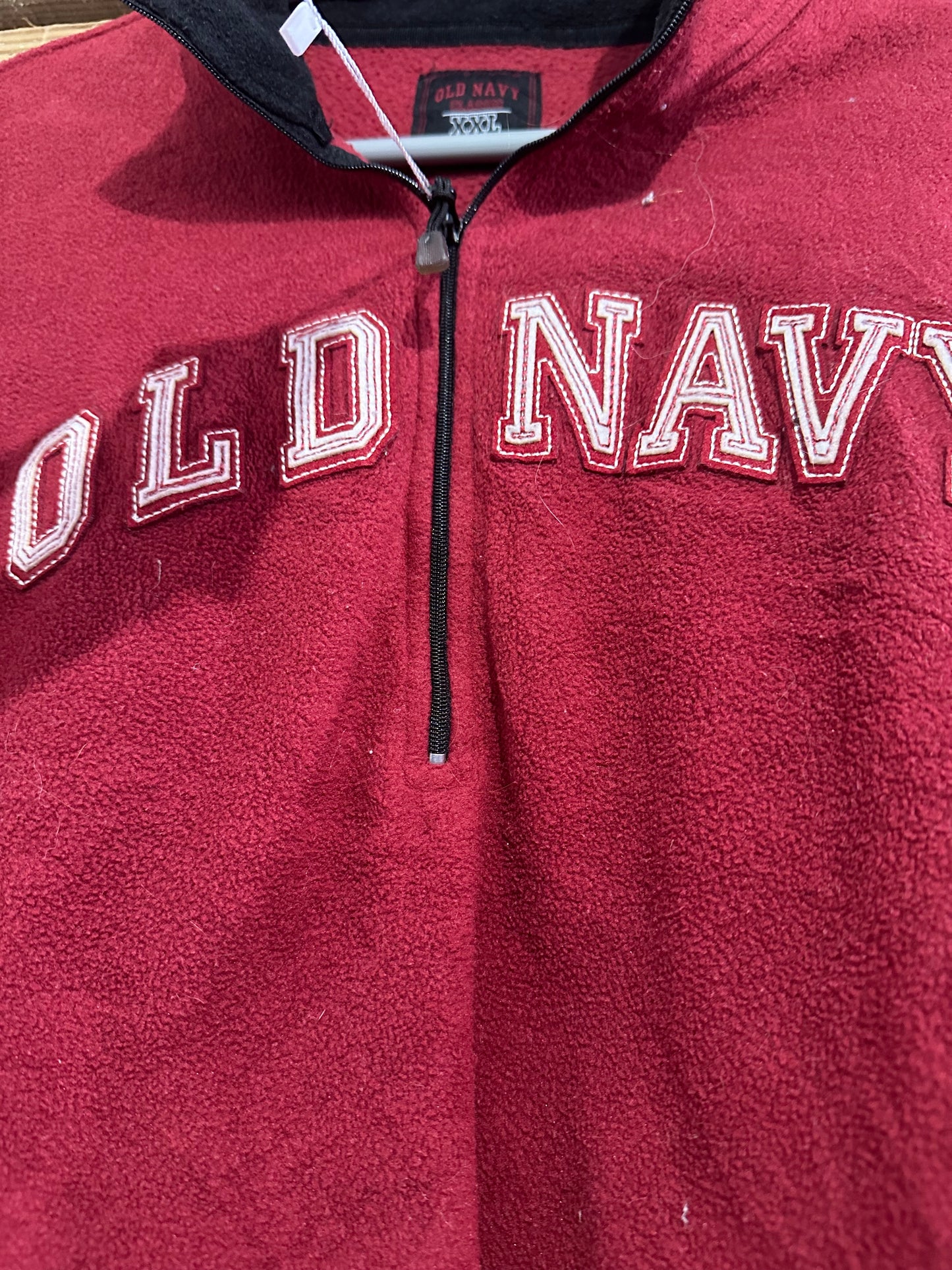 Vintage 90s Old Navy spell-out 1/4 zip fleece jacket. Size XXL