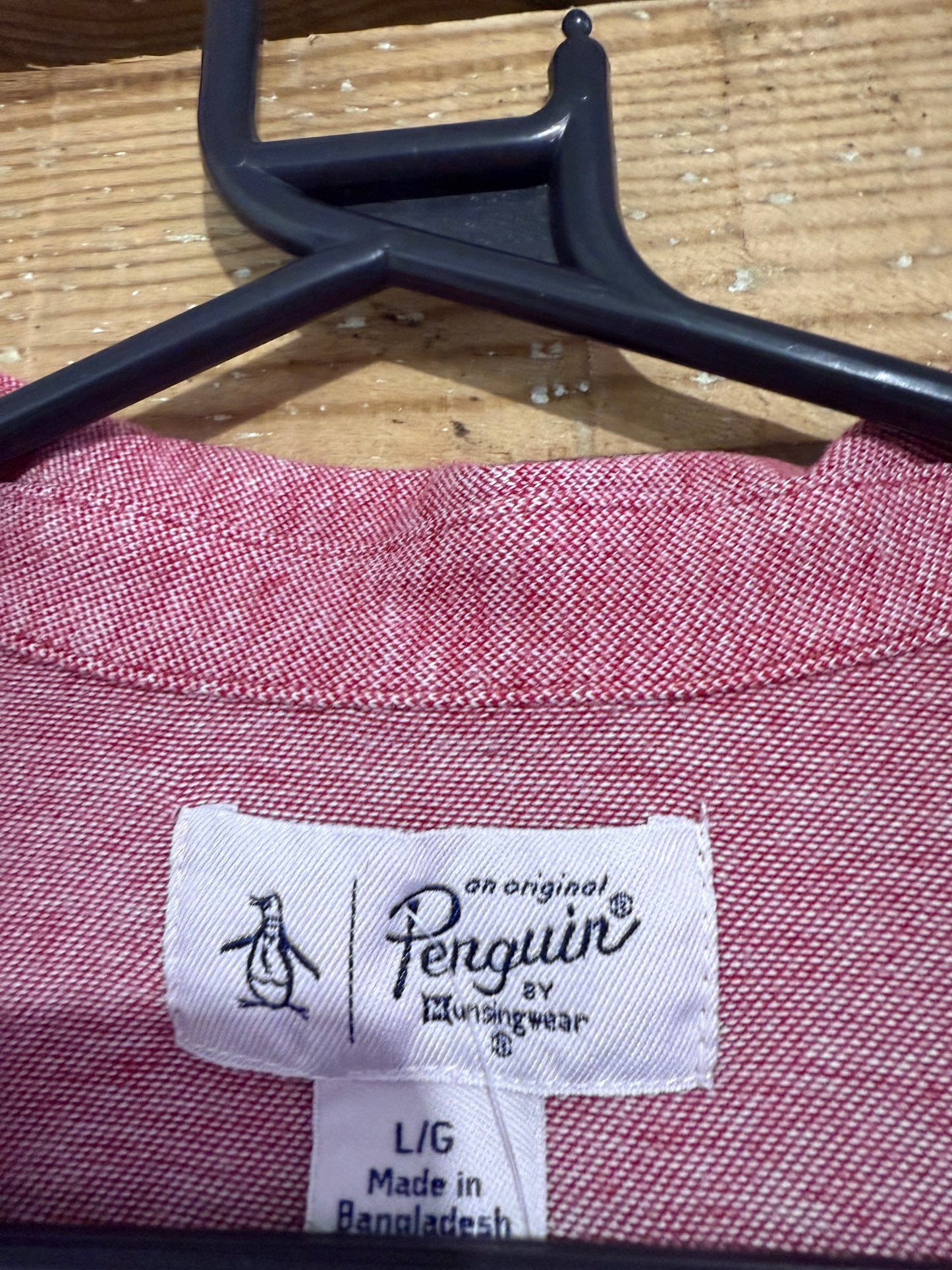 Penguin polo shirt. Red. Size Large.