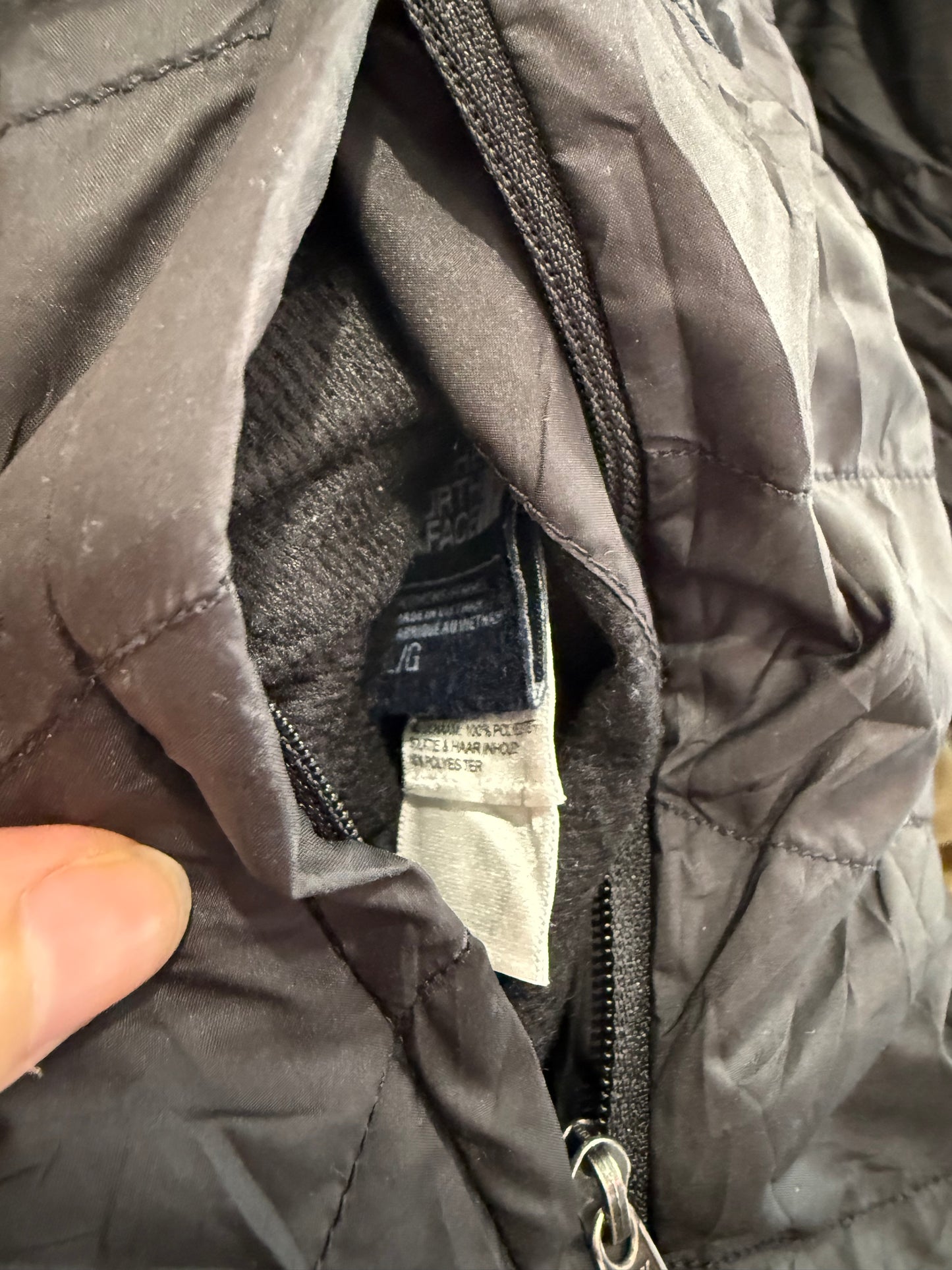 Vintage 90s The North Face reversible Waterproof quilted puffer fleece Outdoors Jacket. Black. Size Large.