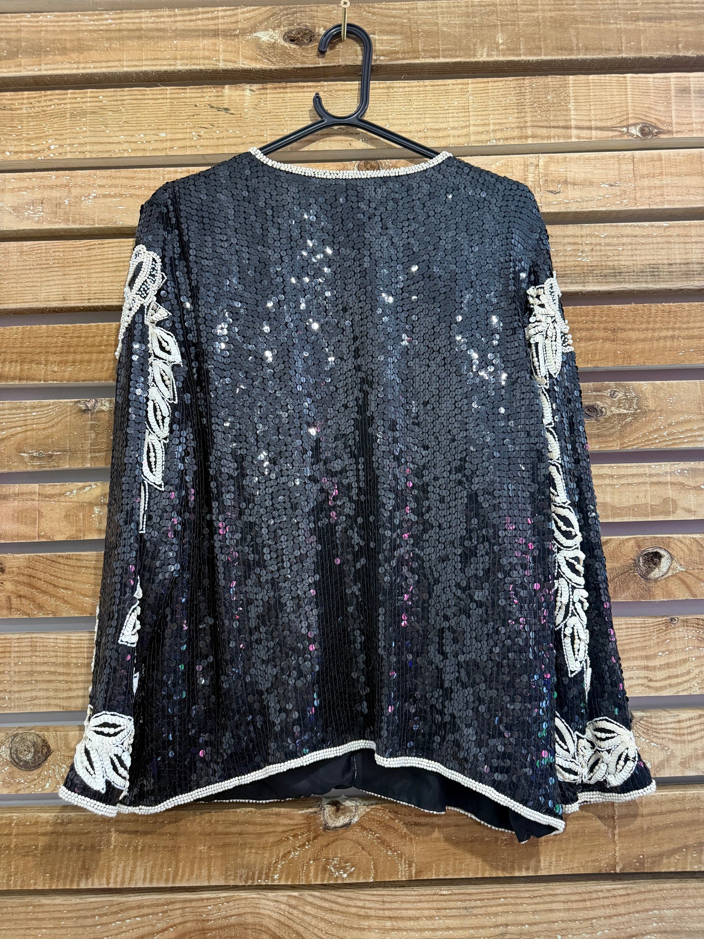 Vintage 80s Eves Allure sequinned silk jacket. Free sizing. Festival/disco/ Christmas.