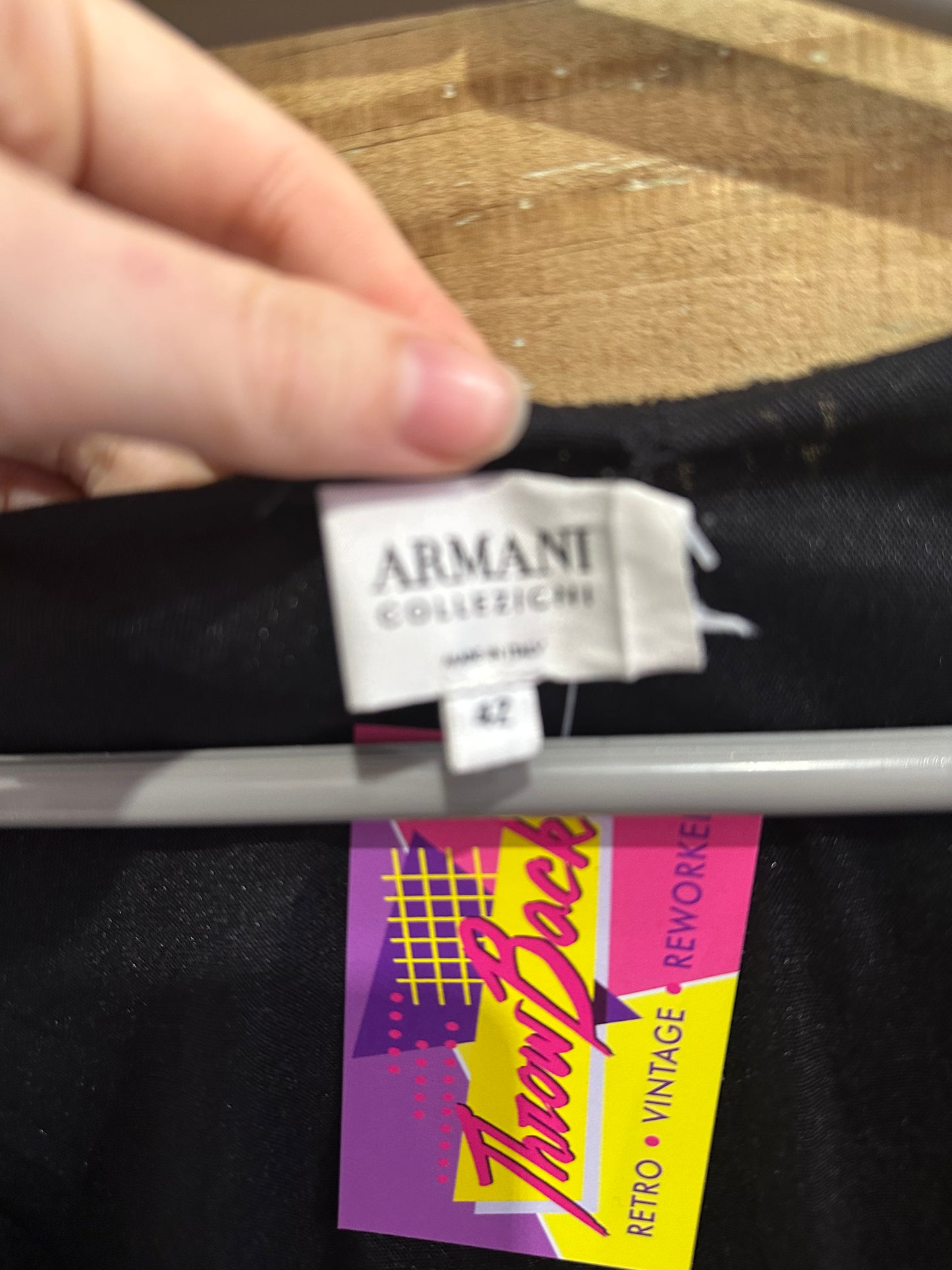 Vintage Y2K Armani black velvet evening top. Size 42