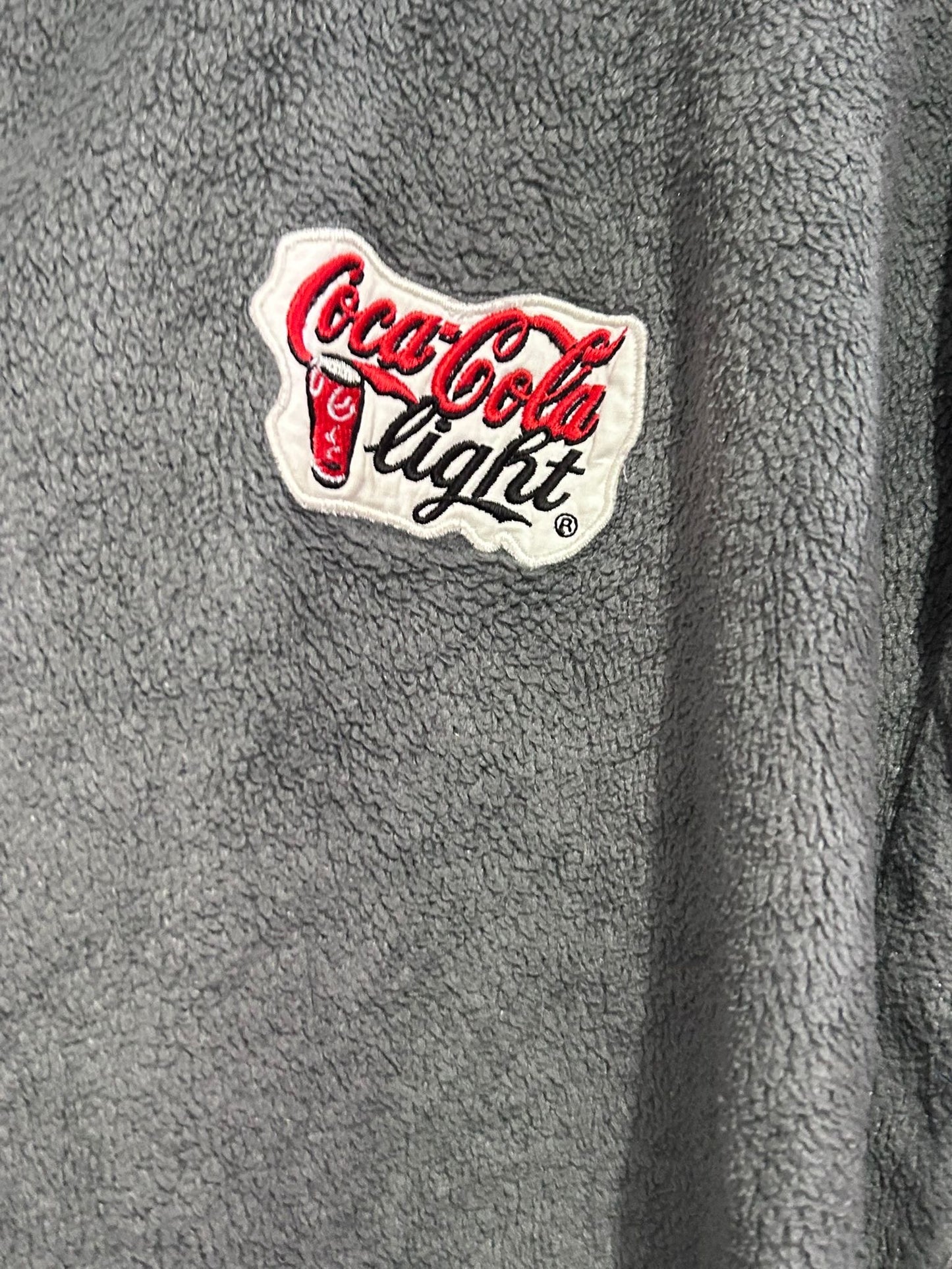 Vintage 80’s RARE Coca Cola light spell-out zip-up fleece jacket. Grey. Size Large