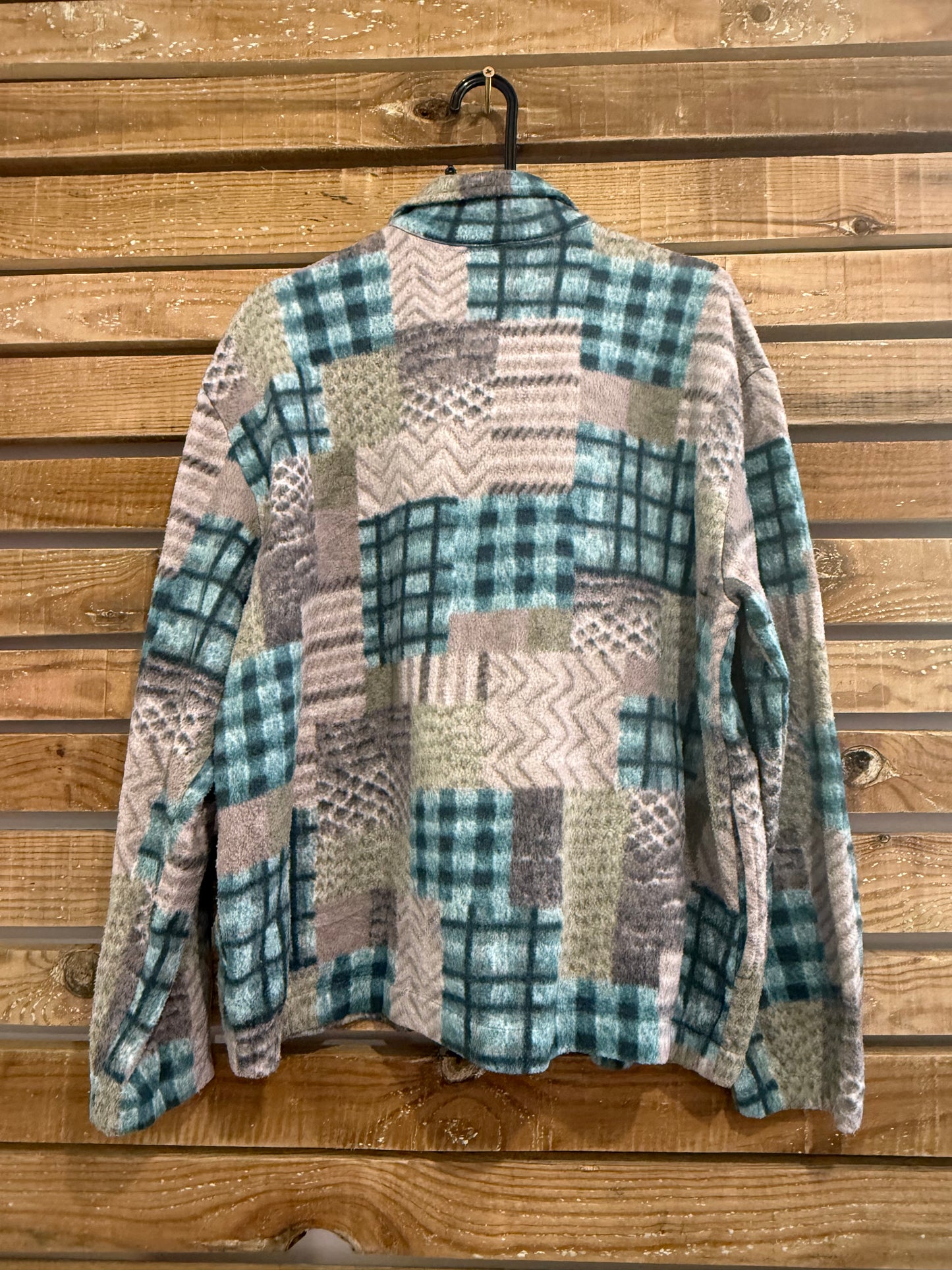 Vintage 90s patterned fleece. Zip up. Size Large. Festival/ winter.