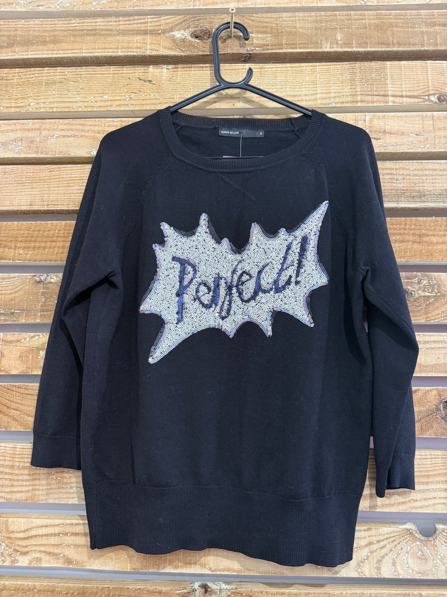 Karen Millen perfect sequin knit jumper/ sweater. Black. Size 3 (up to a size 14)
